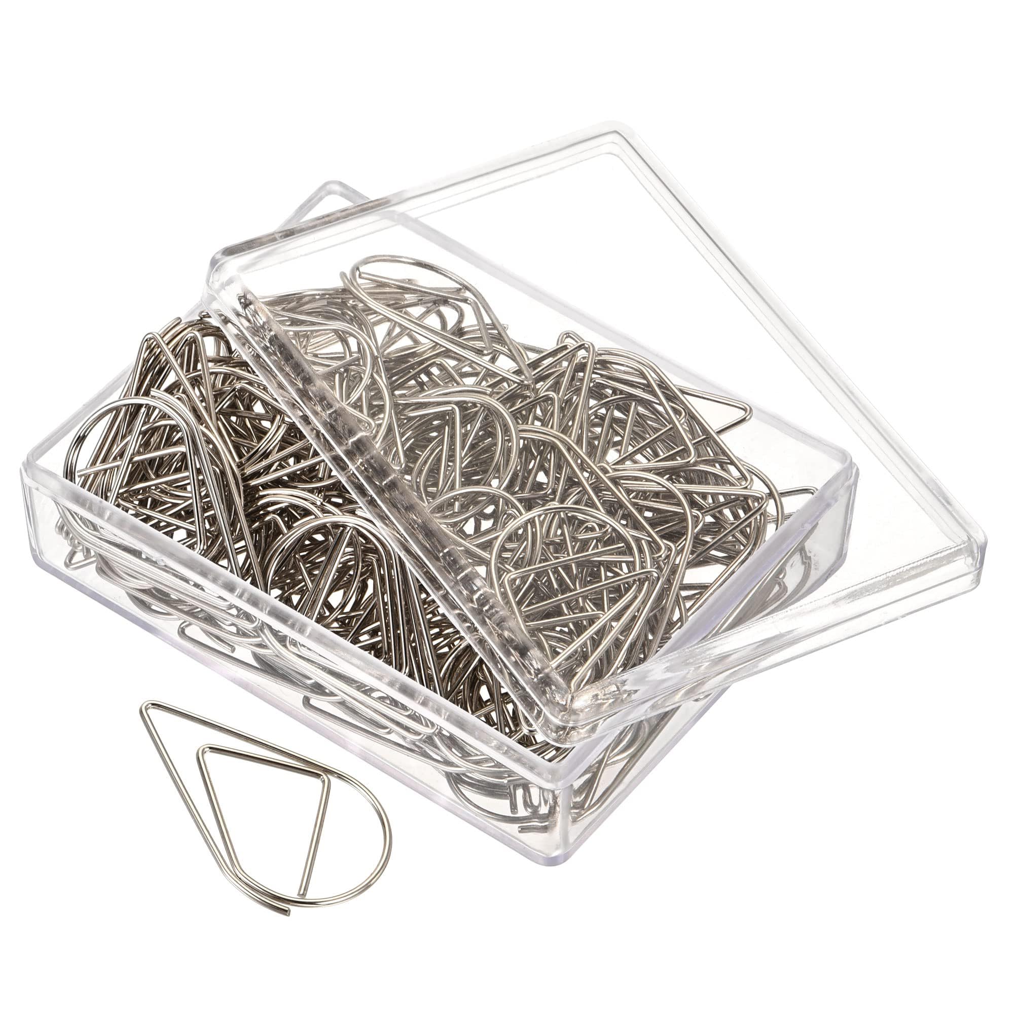 TA-VIGOR 100Pcs Paper Clip, 33mm Drop-Shaped Paperclips Bookmarks, Cute Decorative Fun Clips, Small Paper Clamps School Office Stationery Supplies for Paperwork Documents Bookmarks,Silver