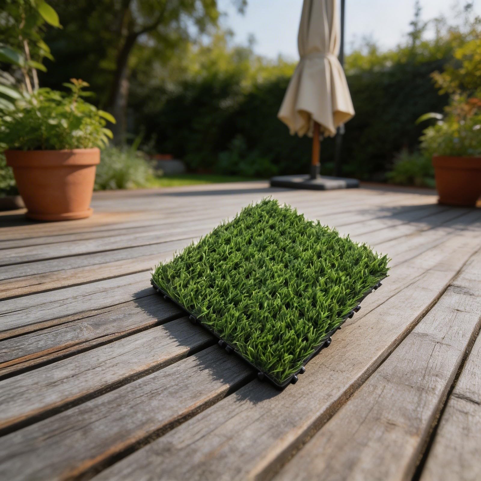 Lot de 5 dalles de gazon artificiel emboîtables 30 x 30 cm auto-drainantes