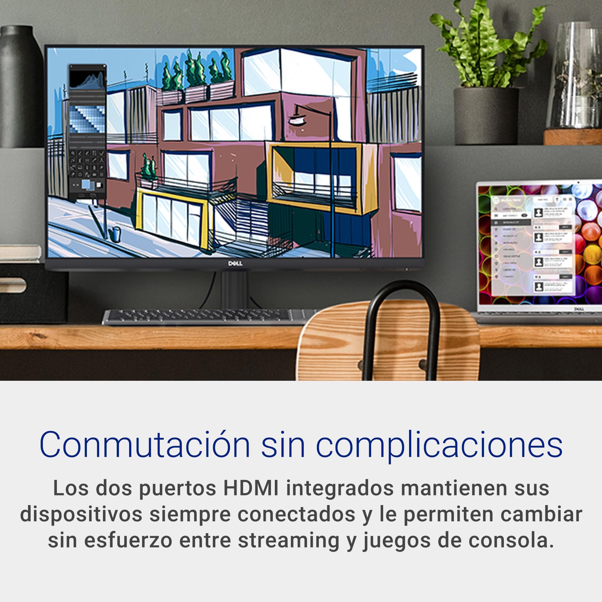 Dell S2721NX 27" Full HD (1920x1080) Monitor, 75Hz, IPS, 4ms, AMD FreeSync, Bisel Ultrafino, 2x HDMI, Negro