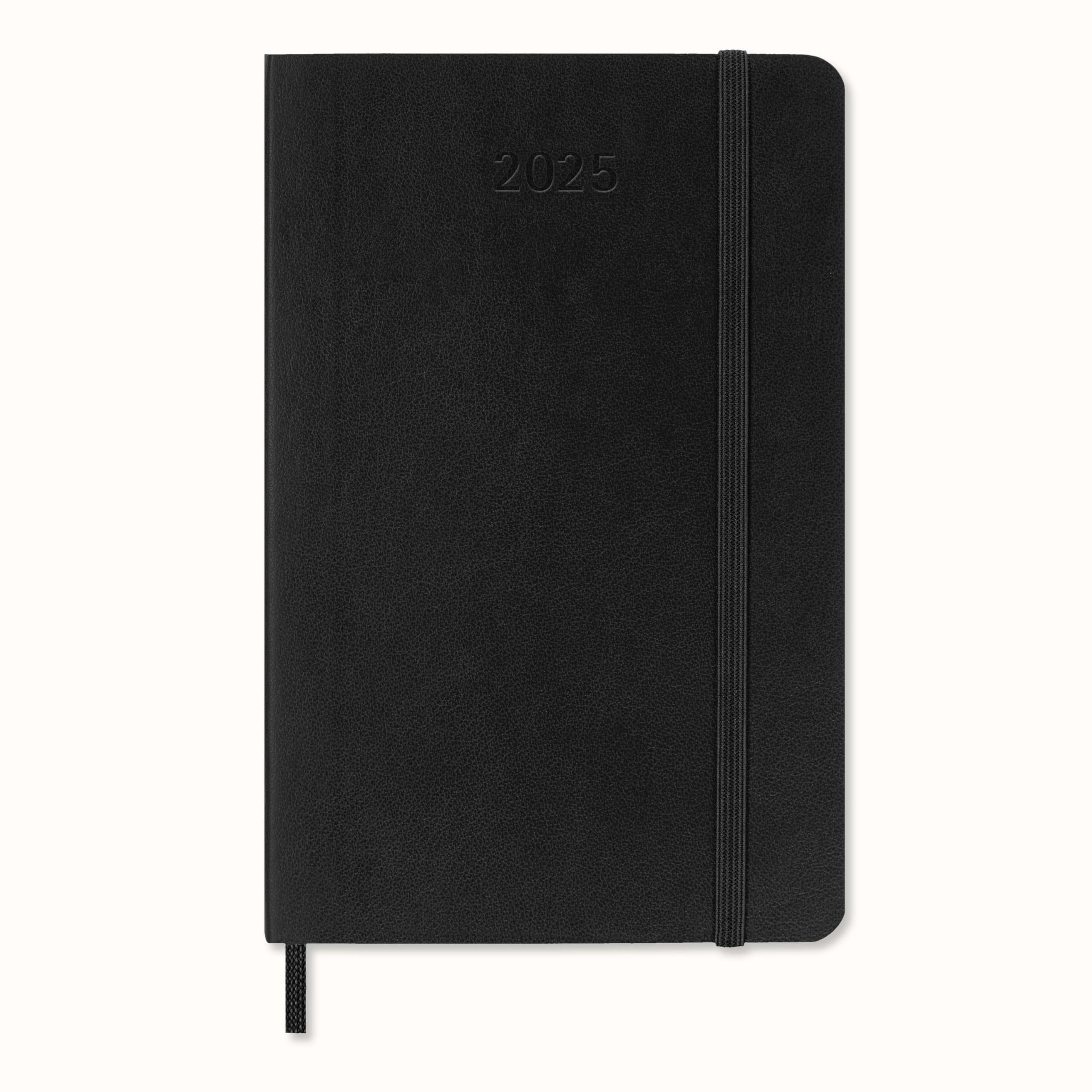 Moleskine Weekly Planner, Weekly Agenda with Space for Notes 12 Months 2025, Soft Cover and Elastic Closure, Black Color, Pocket Format 9x14 cm