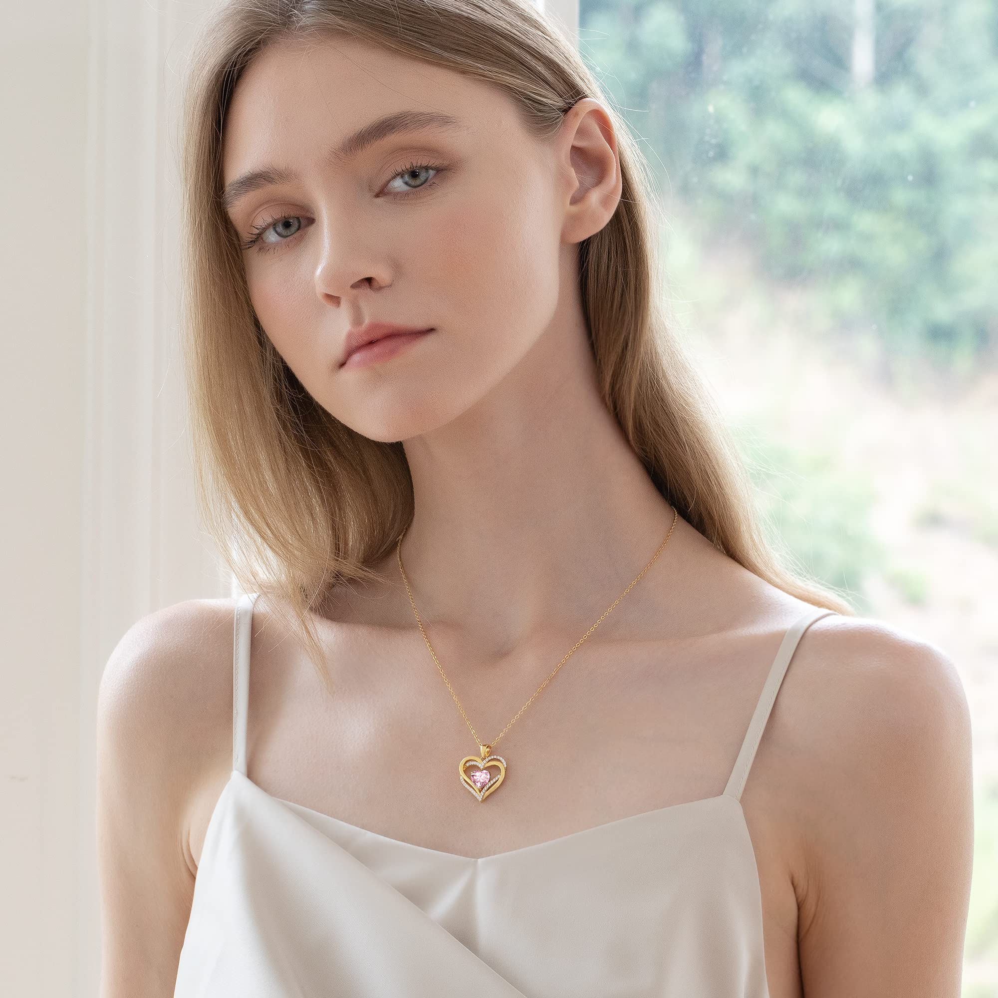 CDE Collana Donna Argento 925, Collana Cuore Regalo Gioielli Donna per Mogile/Amiche, Regalo Donna Anniversario Compleanno Festa della Mamma Valentin’s Day Regali di Natale