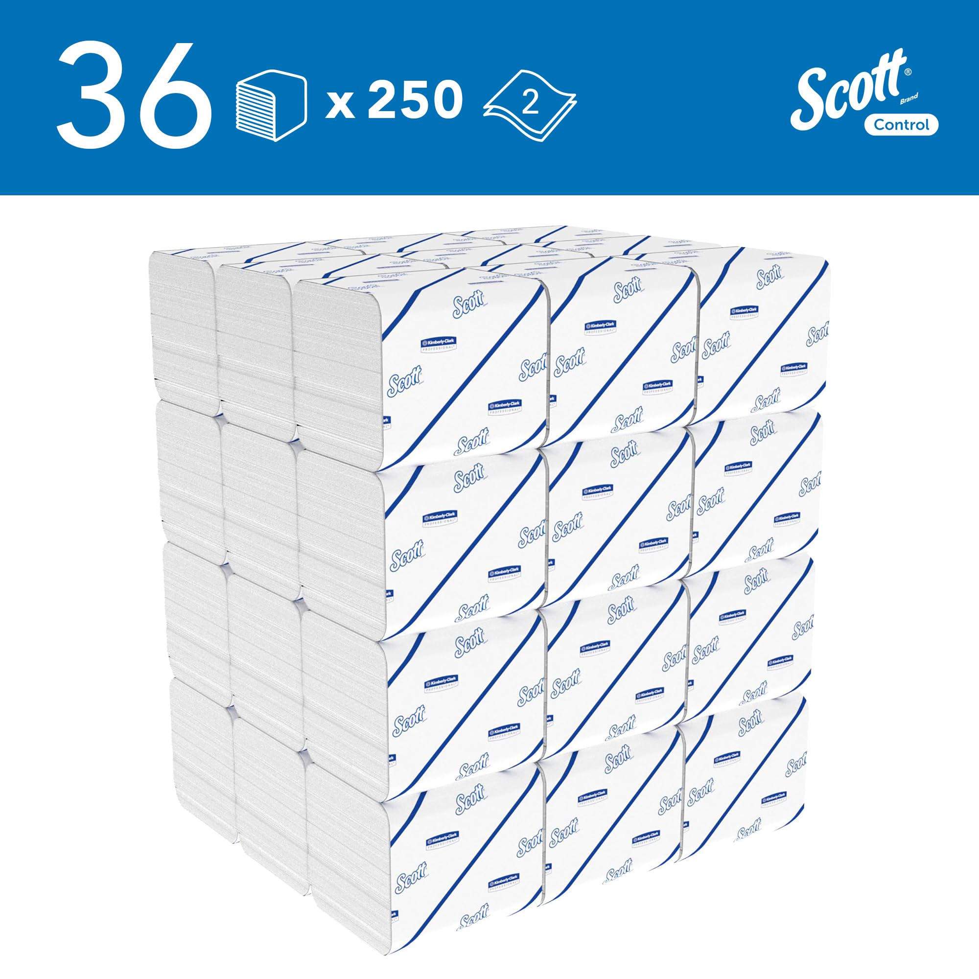 Scott Control Papier Toilette 8508, 2 Épaisseurs, Papier WC, 36x250 | Premium Toilette Papier, Blanc, Certifiés FSC, pour les Distributeurs 53949/53659, 7920 Feuilles
