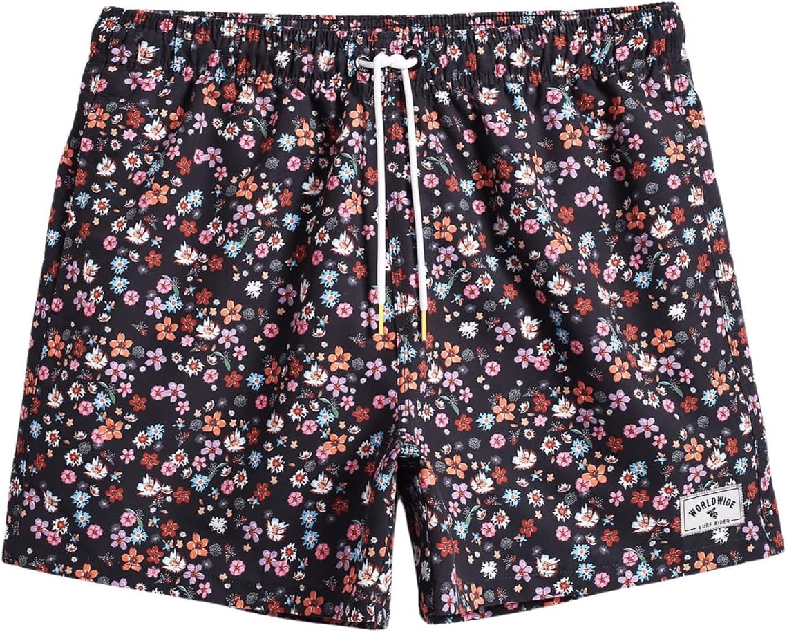 SOLY HUX Swim Trunks for Men Drawstring Board Shorts Beach Swimwear Bathing Suits with Pockets