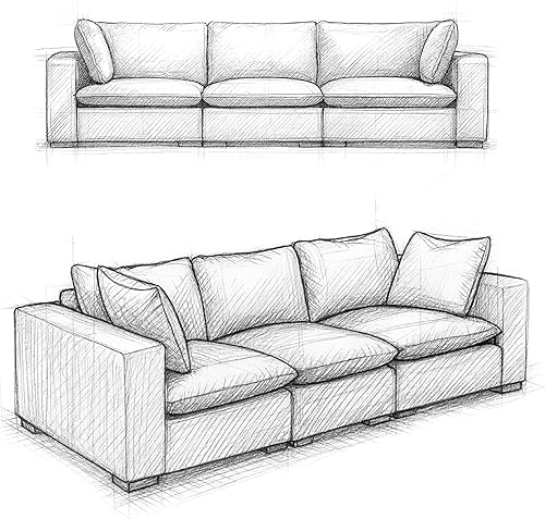 Miniatura 21 de SIMPLIHOME Jasmine - Sofá modular de 3 plazas en tela de rendimiento, color gris nube, 125 pulgadas de ancho, sofá de estilo contemporáneo hecho a