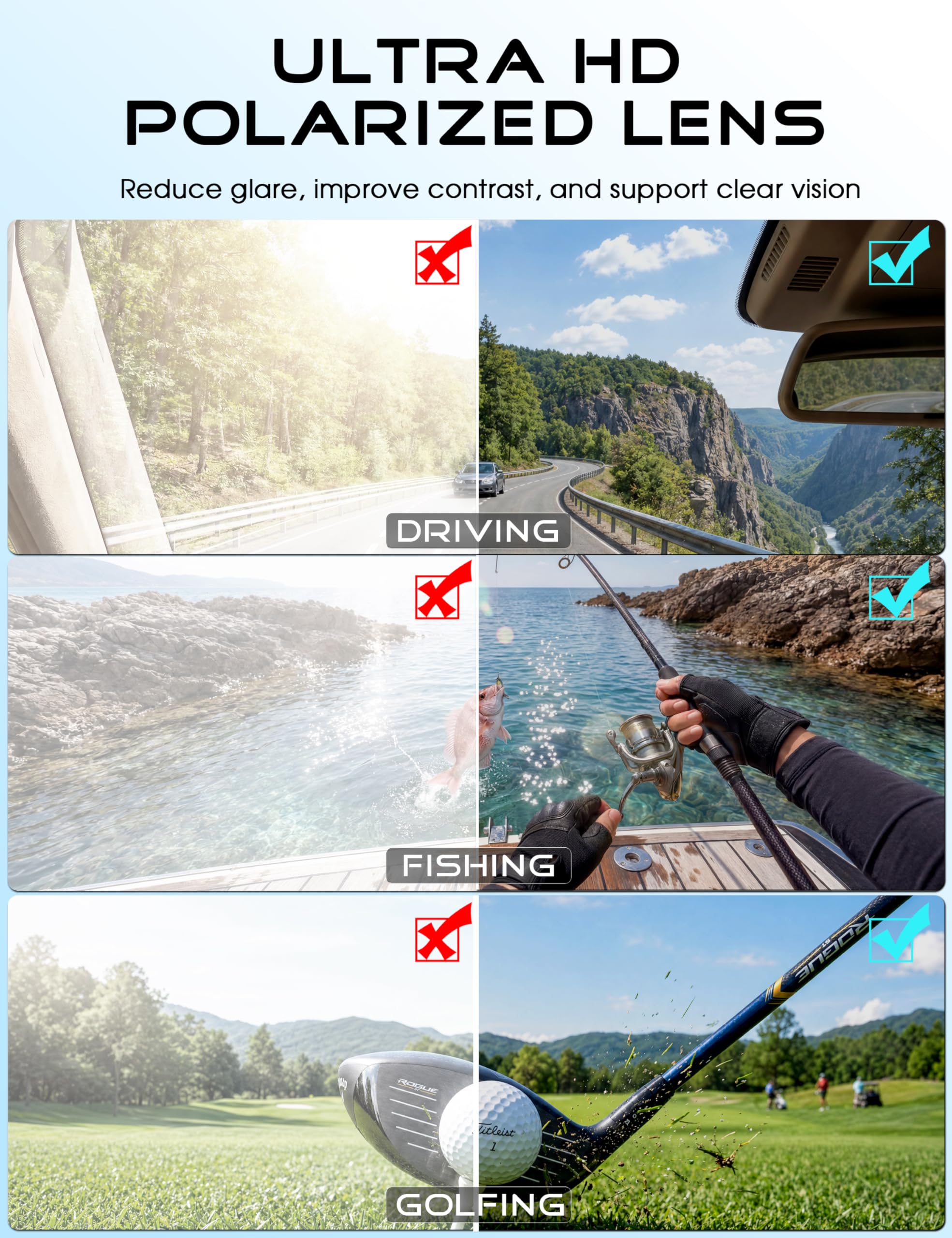 ATTCL Occhiali da sole uomo polarizzati a specchio: protezione UV400 occhiali sportivi con lente PC e telaio TR90 per guida, pesca e attività all'aperto