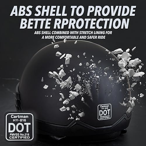 Miniatura 4 de Cartman Casco abierto para motocicleta con visera solar hebilla de liberación rápida, aprobado por DOT, XL