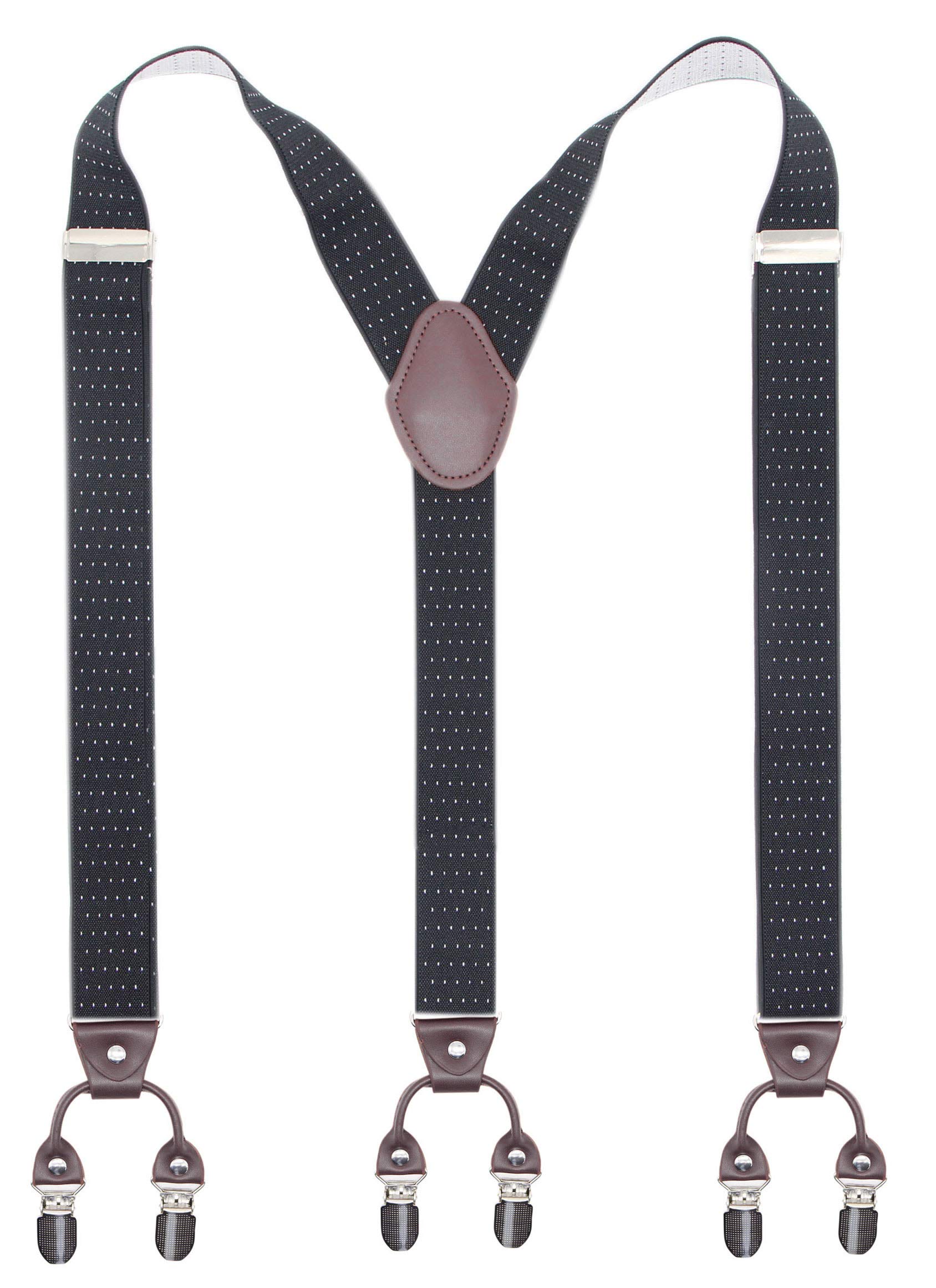 Men’s Heavy Duty Y-Back Suspenders, 6 Strong Metal Clips Adjustable Elastic Straps for Work, Tuxedos, and Daily Wear
