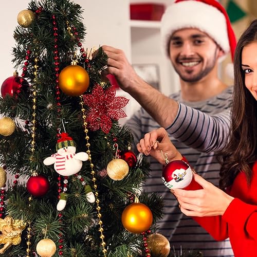 Miniatura 5 de Tatuo 400 ganchos para adornos de Navidad, ganchos de alambre de metal con caja de almacenamiento para decoración de árbol de Navidad (dorado,