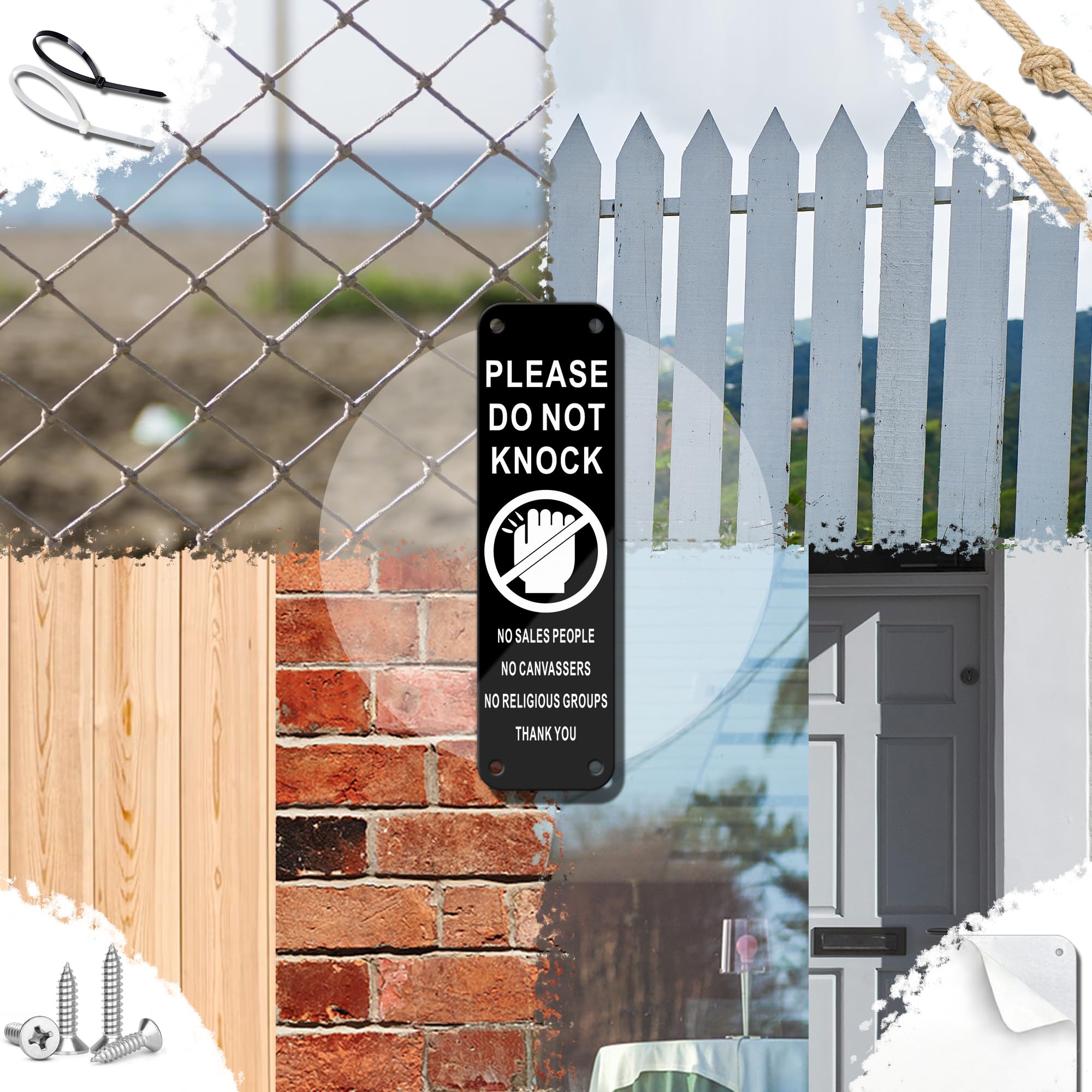 TAKULA Do Not Knock Sign for Front Door,16 * 4.5CM Please Knock Do Not Disturb Sign,No Canvassers,No Sales People,Suitable for Indoor and Outdoor Gates - Image 4