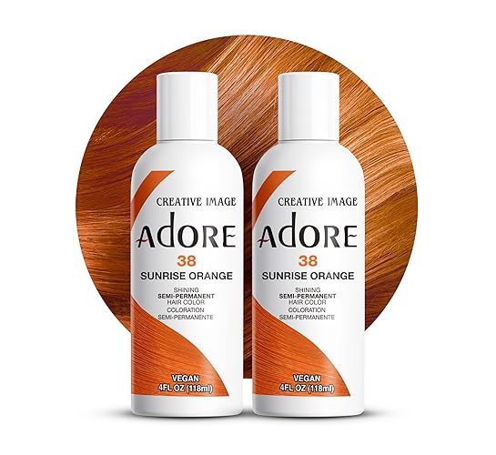 Adore Semi Permanent Hair Color - Vegan and Cruelty-Free Orange Hair Dye - 4 Fl Oz - 038 Sunsine Orange (Pack of 2) - 038 Sunsine Orange - 4 Fl Oz (Pack of 2)