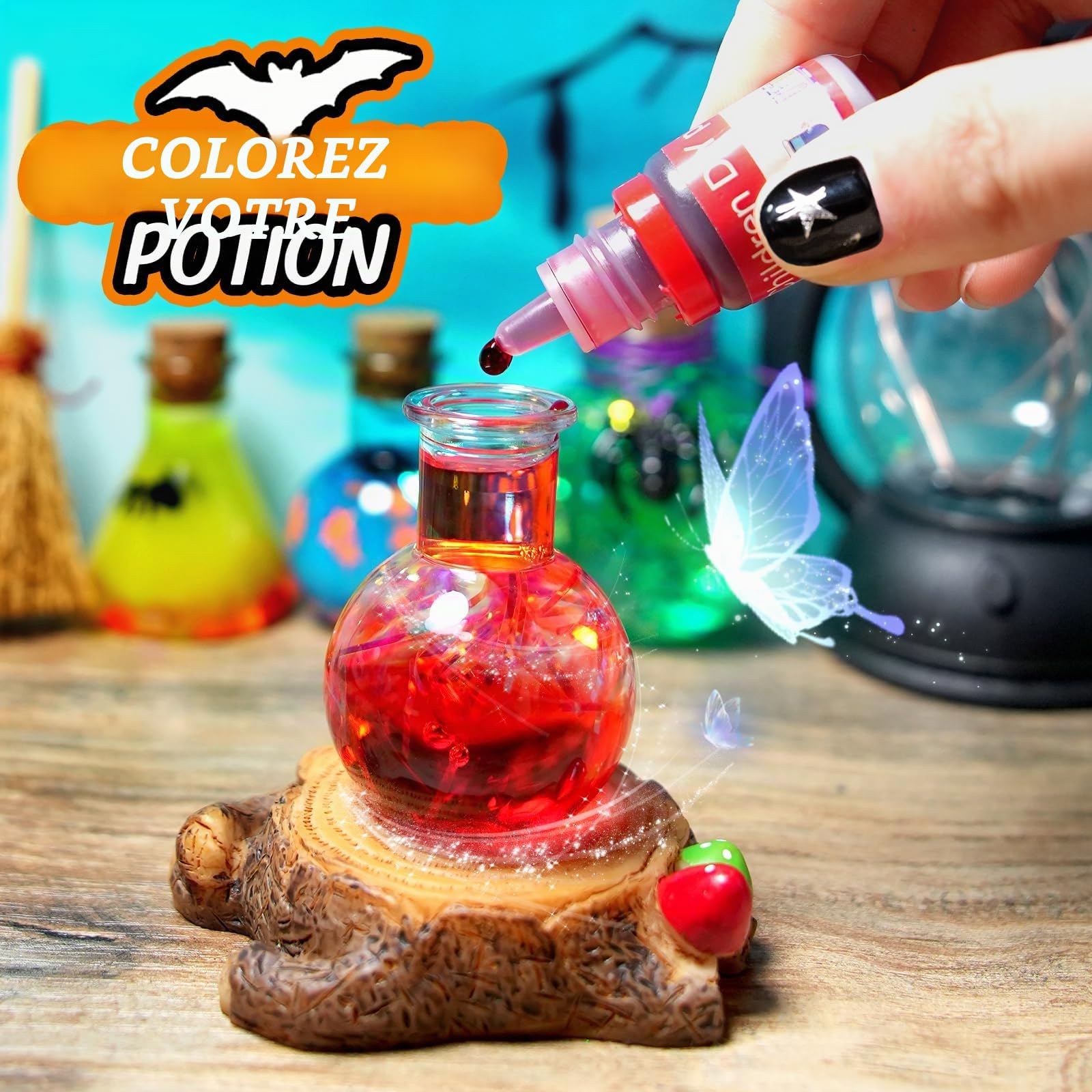 LDomet Kit de fabrication de potions magiques pour enfants - mélange de 20 bouteilles de potions de sorcière lumineuses - décorations de Noël, cadeaux d'anniversaire pour les garçons de 6 7 8 9 10+