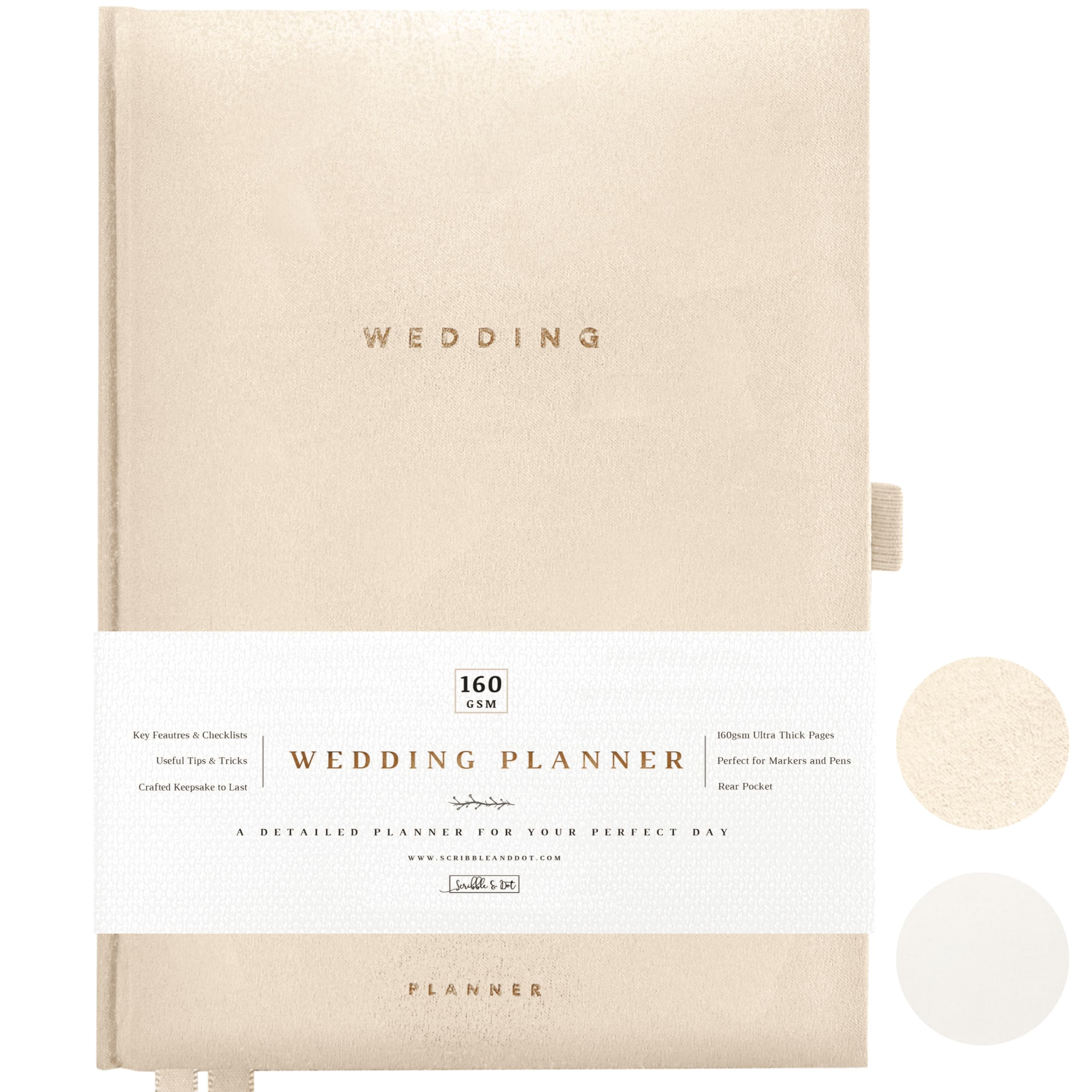 Award Winning Scribble & Dot® Wedding Planner Book and Organizer for the Bride | Tissue Wrapped in a Gift Box | Cushioned Cover | Engagement Gift |