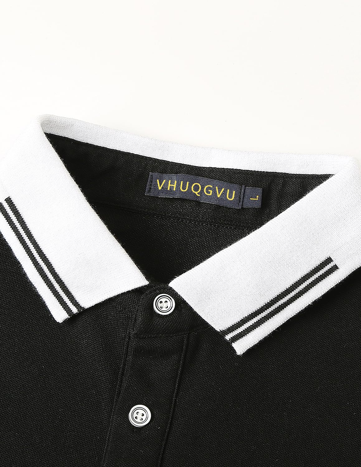VHUQGVU Polo Uomo Essenziale Manica Lunga 100% Cotone Contrasto Colore Golf Sportiva Poloshirt