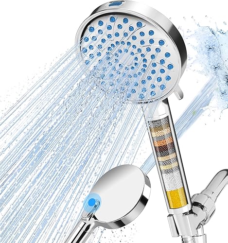 Cobbe Filtered Shower Head with Handheld, High Pressure 7-mode Showerhead with Filters for Hard Water - Remove Chlorine - Reduces Dry Itchy Skin, Patented Paddle Shift Design, Chrome - Round (Built-in Power Wash) - 3. Chrome Plated