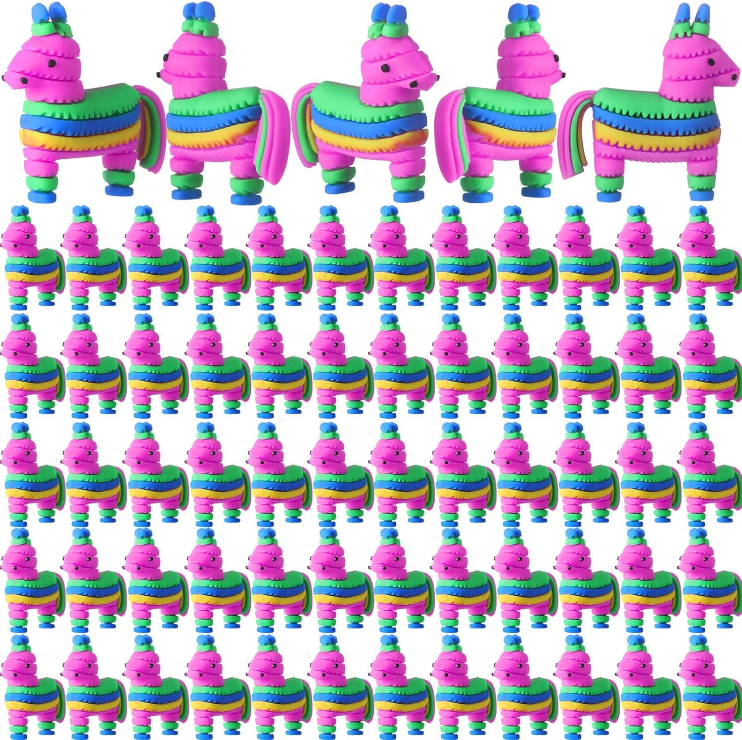 Weysat 50 Pcs Mini Donkey piñatas Figurines Small Rainbow Piñata Figures to Hide and Seek Little Cinco De Mayo Fiestas Statues for Mexican Party Gifts Fiesta Theme Birthday Supplies Piñata Stuffers