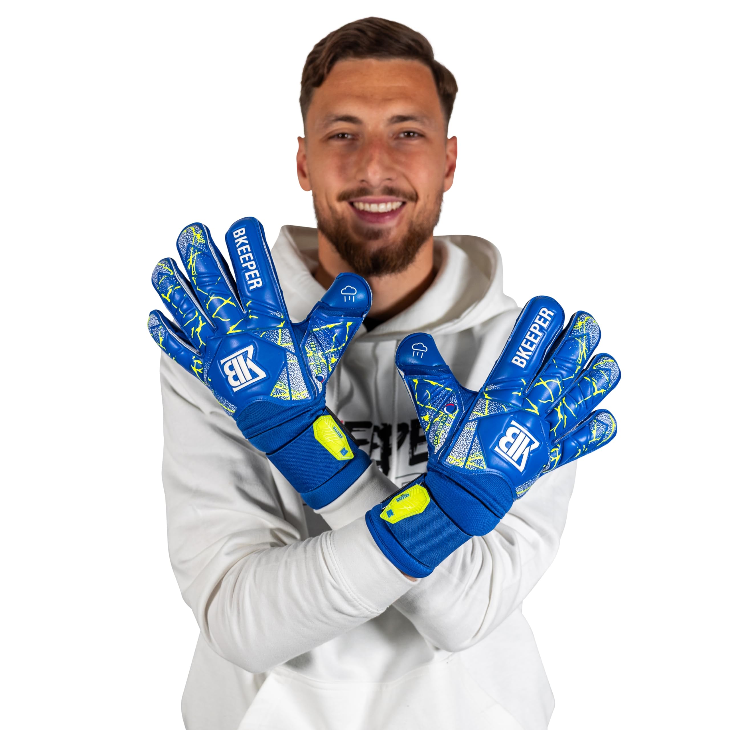 Gants de Gardien Galactic #25 Aqua Enfant, spécial Pluie, Coupe Hybride, Barrettes, Facile à Enfiler