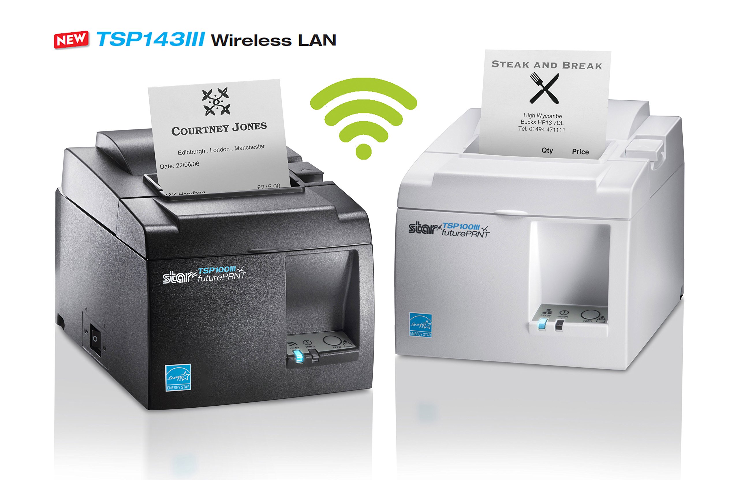 Star TSP-143IIIW Star TSP100 Series Thermal Receipt Printer, in black with Wireless LAN/WiFi interface