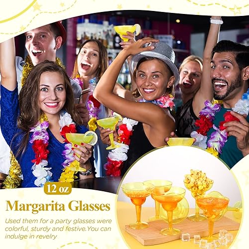Miniatura 5 de Tioncy 48 vasos desechables de plástico Margarita de 12 onzas para México, Cinco de Mayo, fiesta, Taco, decoraciones de martini, copas de cóctel a