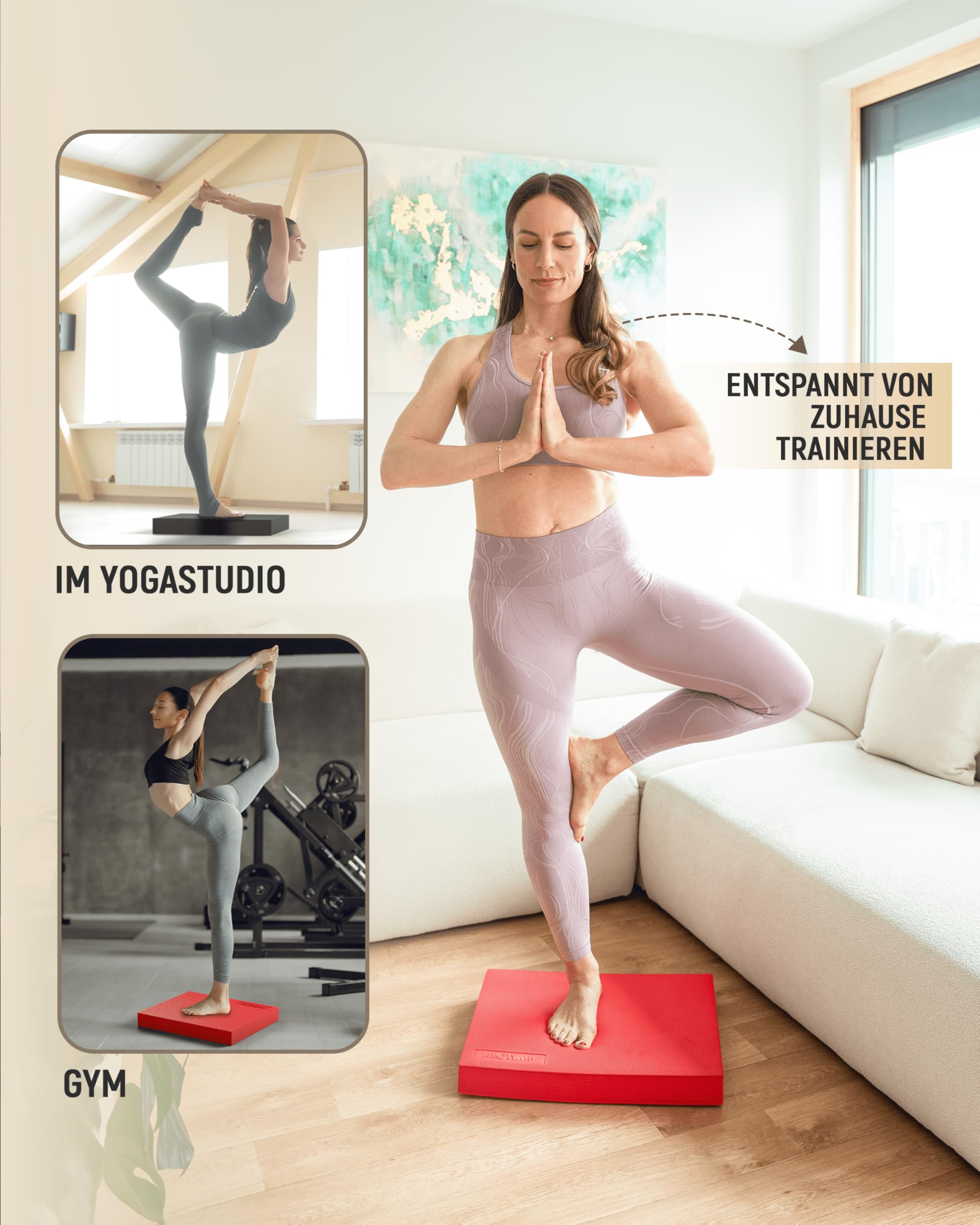 NEOLYMP Balance Pad - Rutschfestes Gleichgewichtstrainer für Physio & Reha - Balance Kissen Gelenkstärkend, Schweißfest, Elastisch - Ideal für Yoga, Gym & Zuhause - Balance Board Training