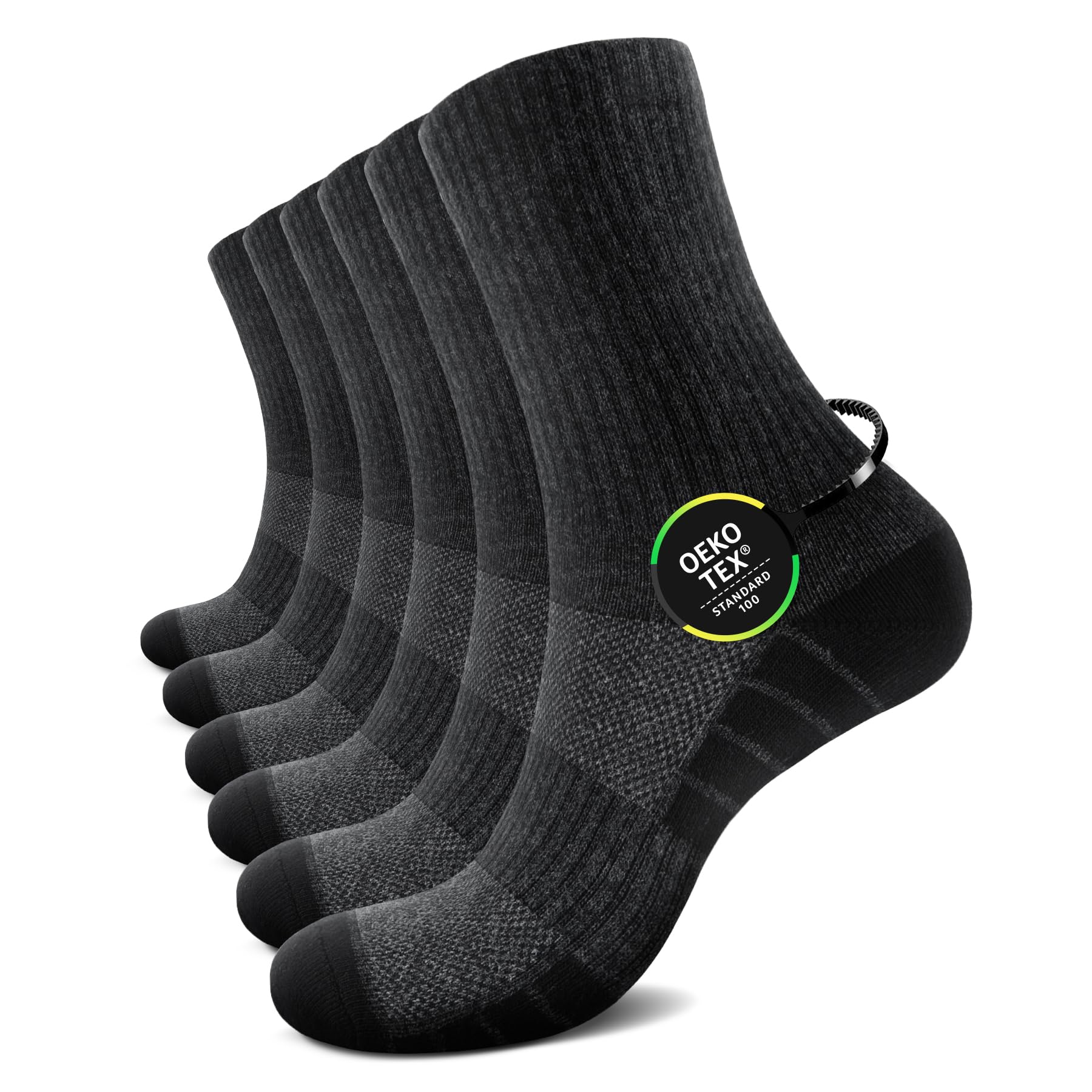 TUUHAW 6 Paar Socken Herren Damen Tennissocken Sportsocken Laufsocken Wandersocken Atmungsaktive Baumwolle Herrensocken Schwarz Weiß Grau