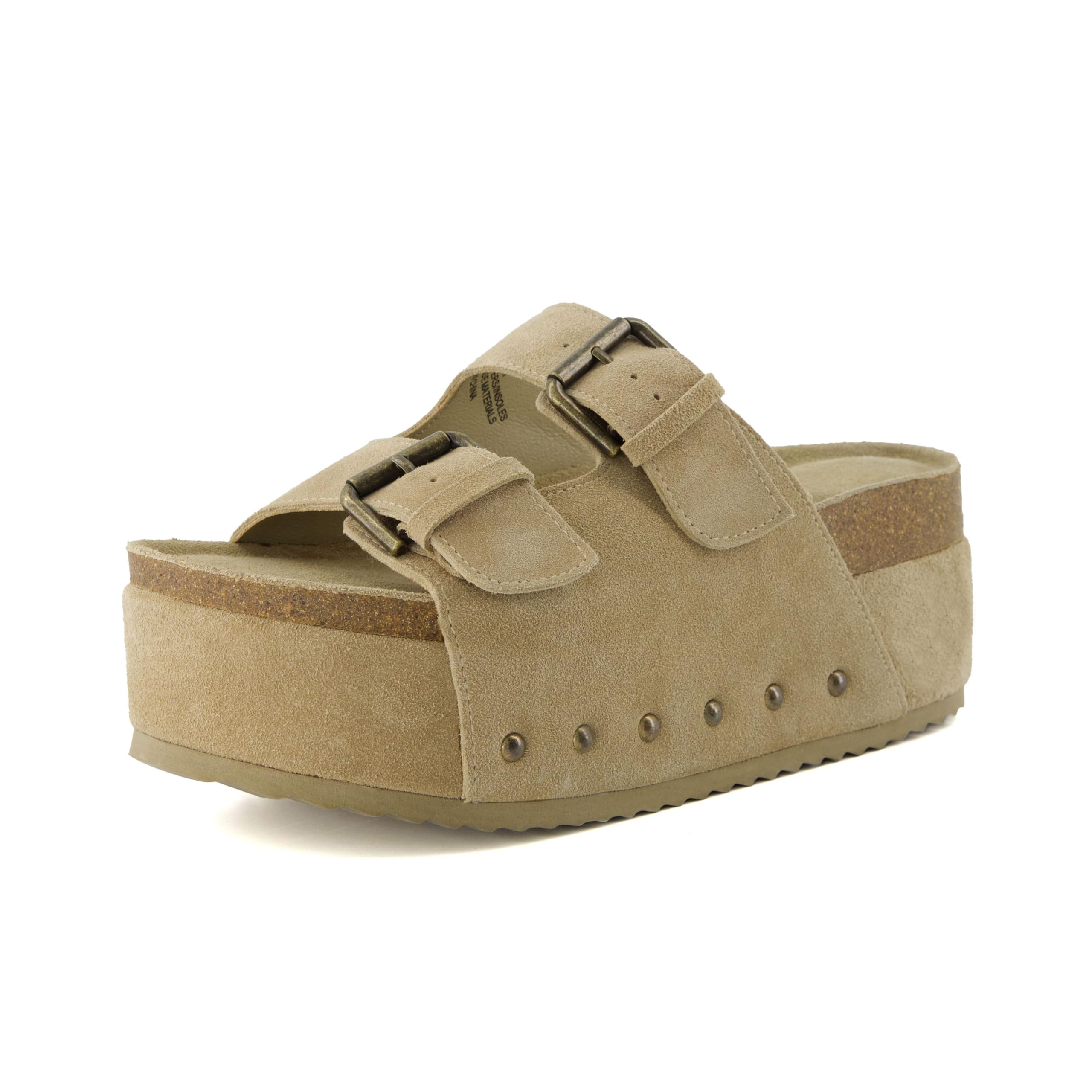 CUSHIONAIRE Guru Platform Sandals Women Footwear – Comfortable Genuine Leather Footbed Studded Chunky Slide Summer Sandals for Women 2025