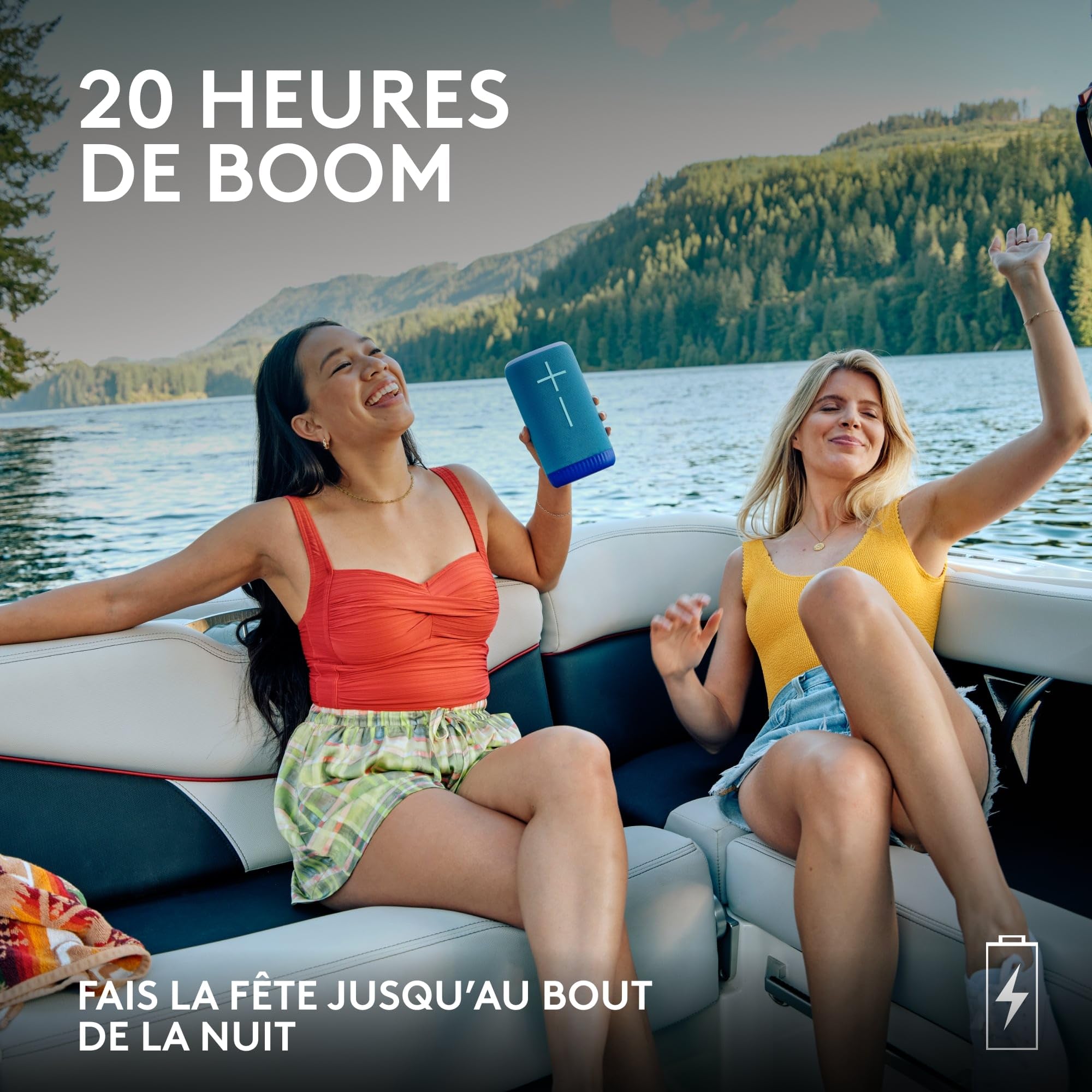 Ultimate Ears EVERBOOM, Enceinte Bluetooth sans Fil Portable, Basses Profondes et immersives, Son à 360°, Flotte, étanche IP67, autonomie de 20 Heures, portée de 55 mètres - Noir | Bassi ottimali, audio 360 gradi, étanchéité IP67, batterie 20 minerais, ra