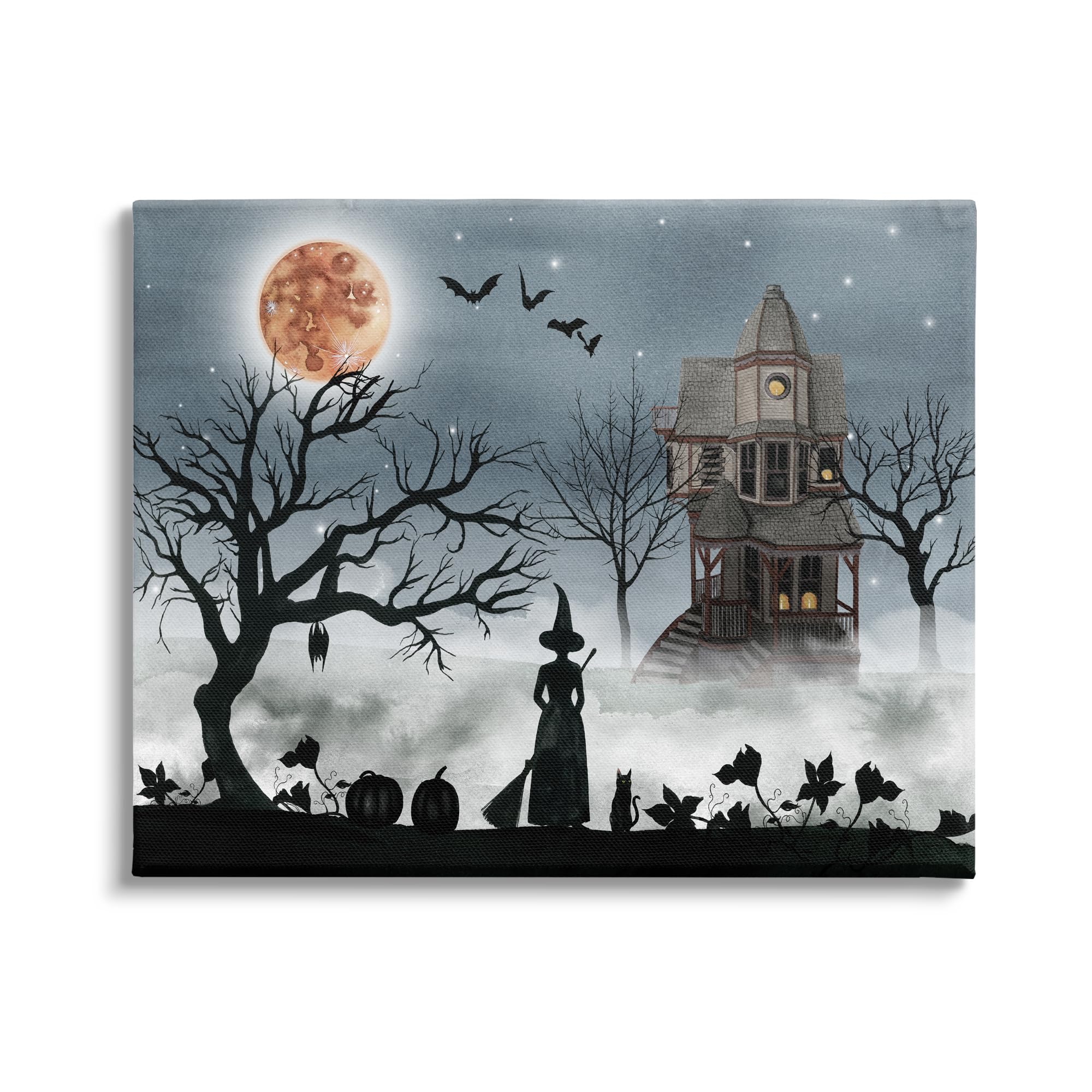 Witch Haunted House Halloween, 36 x 48 Inch Canvas Wall Art