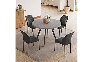 Round Dining Table Set for 4 : Modern Space-Saving Comfort