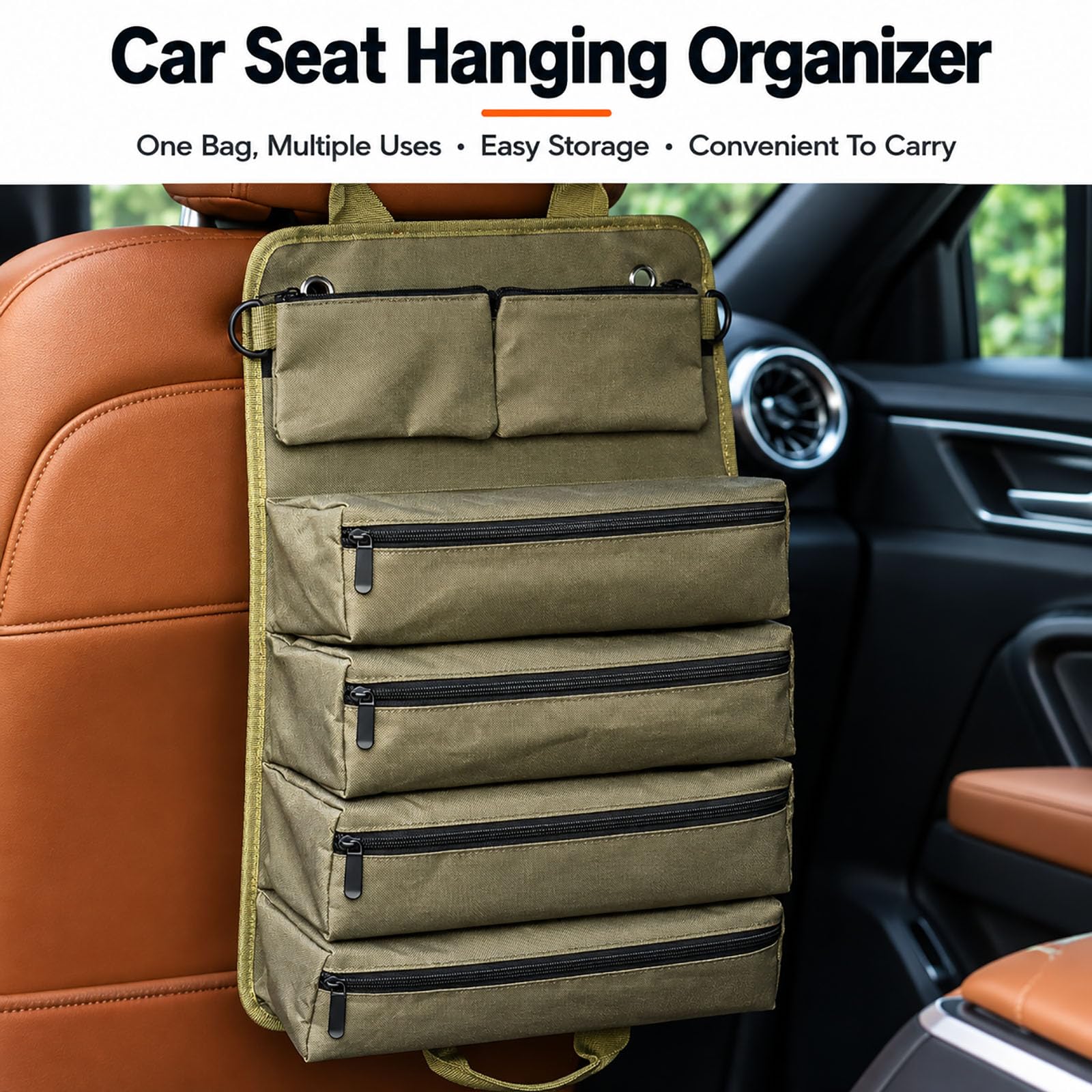 Roll Up Tool Zippered Pockets Wrench Organizer Portable Tool Roll (Khaki)