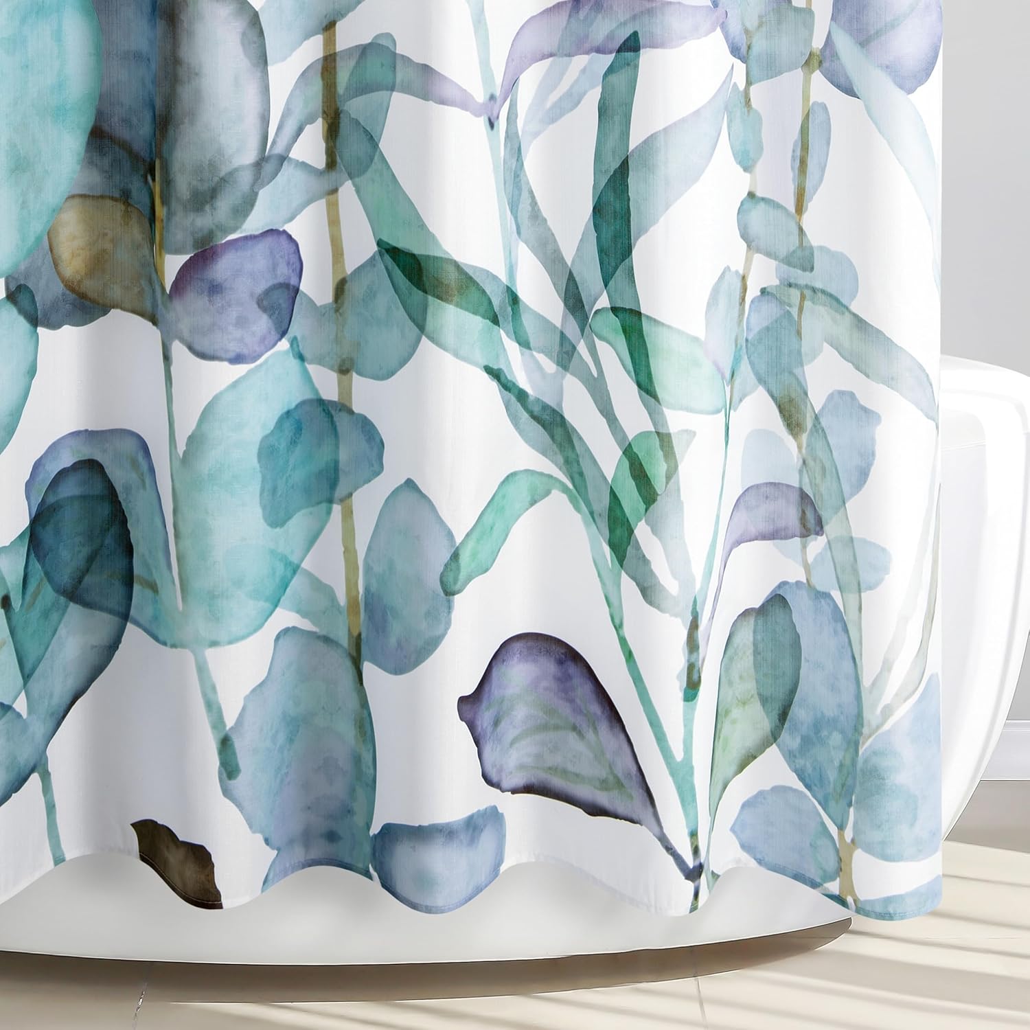 Abstract Botanical Watercolor Polyester Shower Curtain 70" x 72"