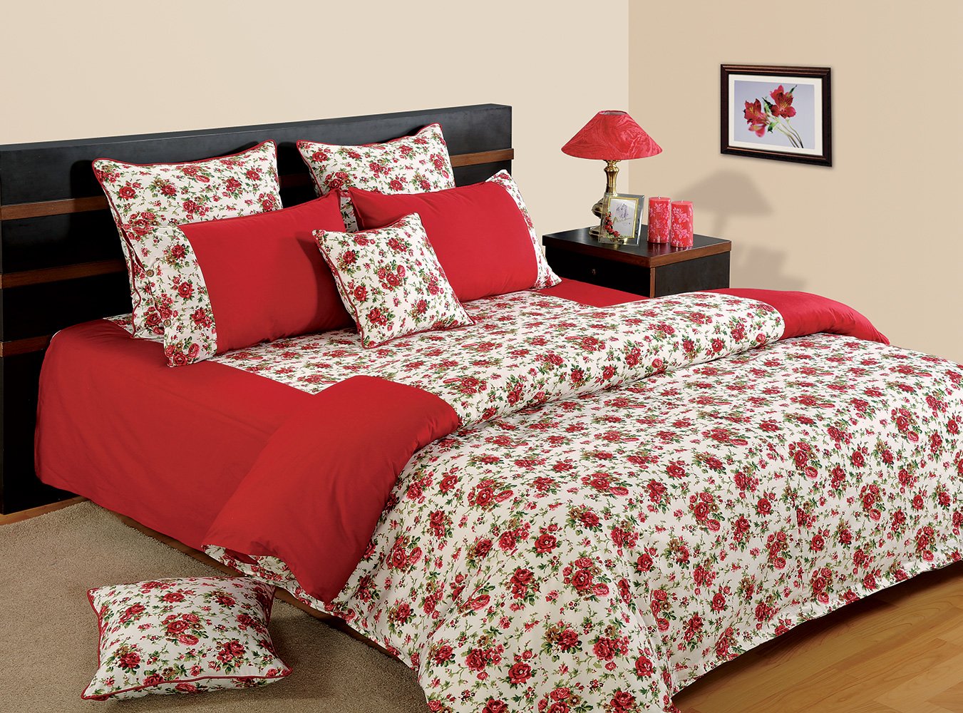 Swayam Shades of Paradise Printed Cotton Single Duvet Cover - Red (TSR01-6904)-image-46