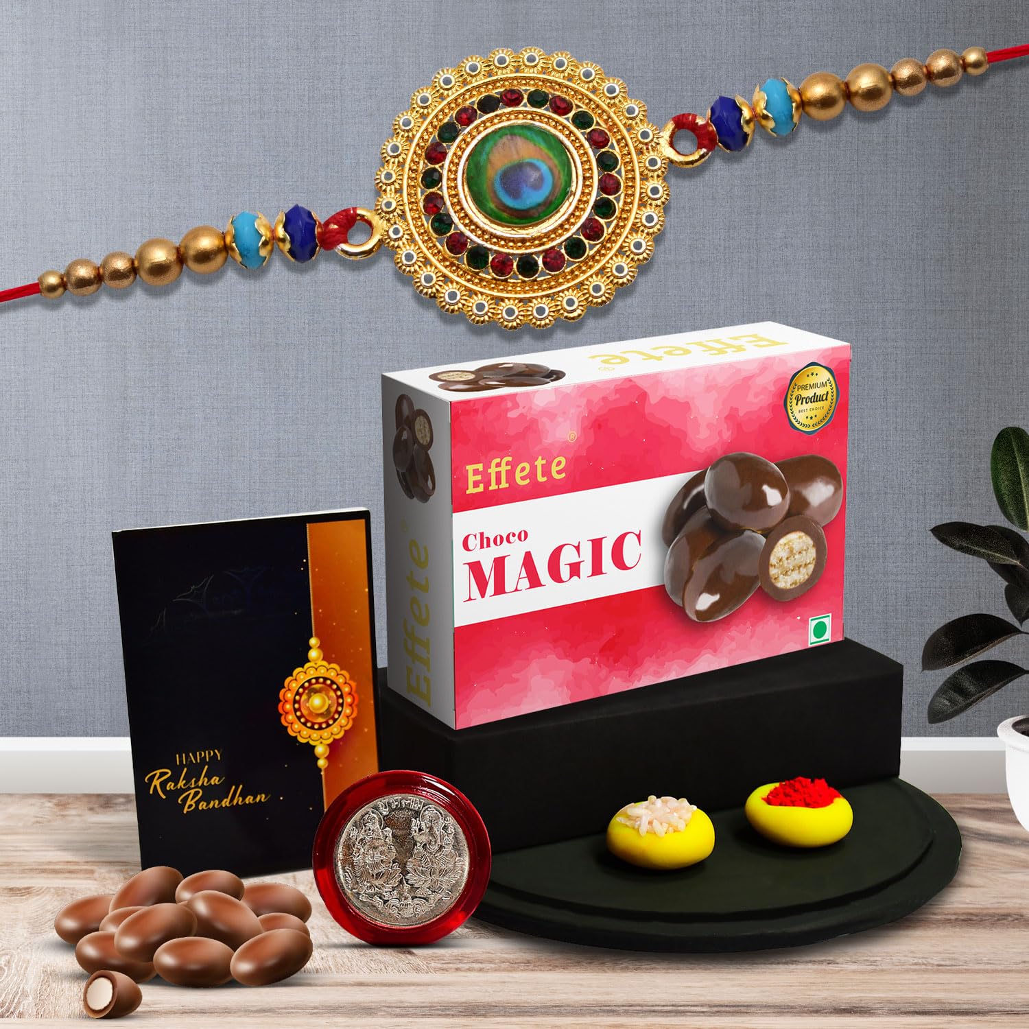 Oblivion Rakhi With Effete Choco Magic 32gm With Pooja Coin & Greeting Card, Rakhi Gift Set, Rakhi For Younger Brother, Rakhi Hamper For Brother, Rakhi For Brother With Chocolate (K1_130_CM32) (B0D8BRMJRT) Amazon Price History, Amazon Price Tracker