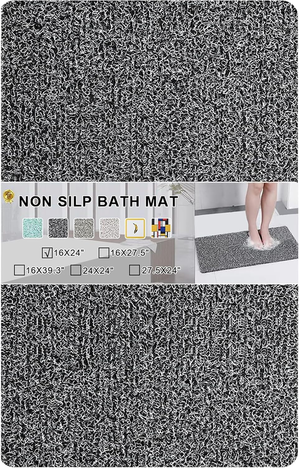 Amazon.com: Nonslip Bathtub Mat, Anti Slip Bath Mat 0.4" Thick, Quick Dry Bath Tub Anti Slip ...