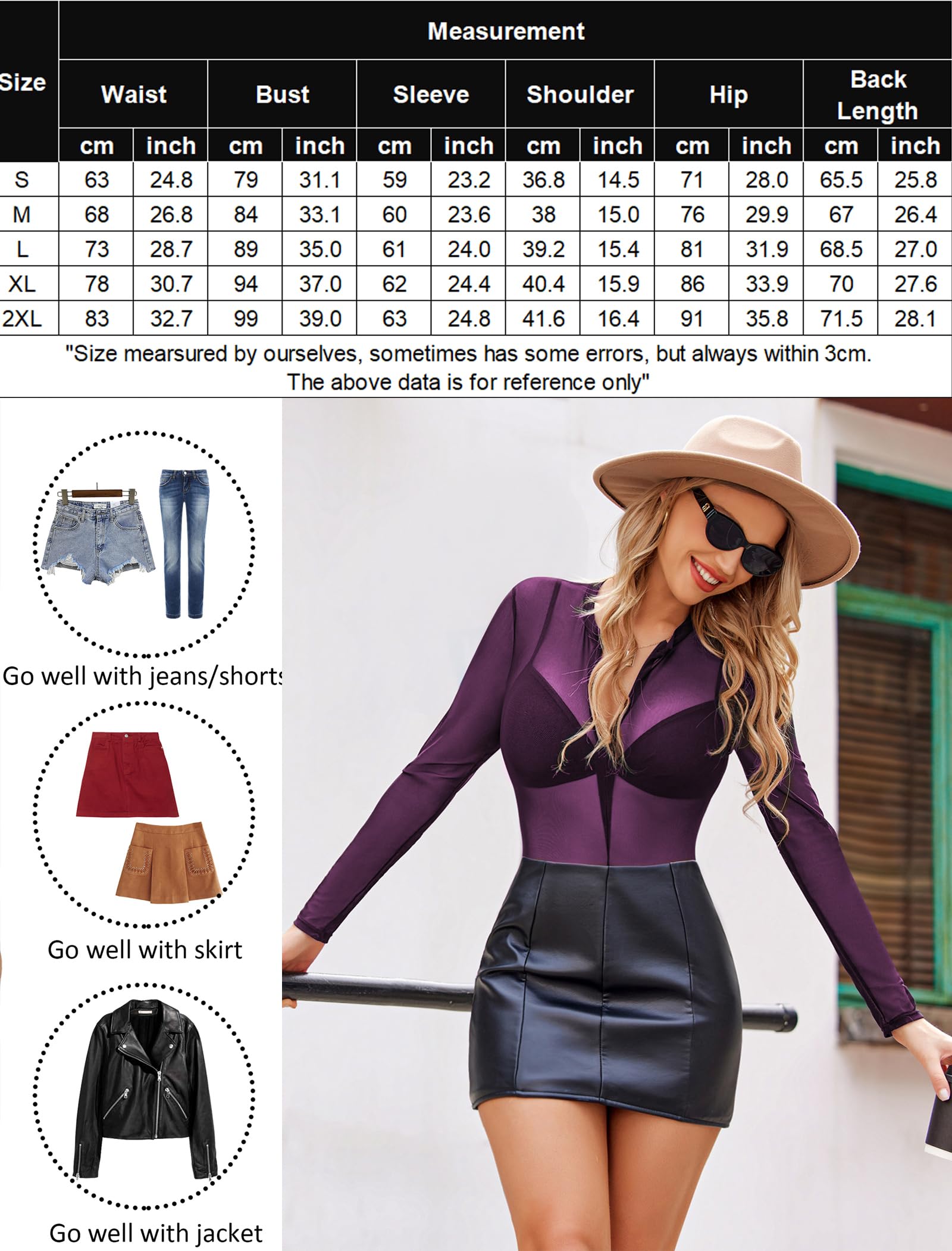 Avidlove Women's Mesh Bodysuit - Long Sleeve Snap Crotch See Through Zipper Sheer Leotard