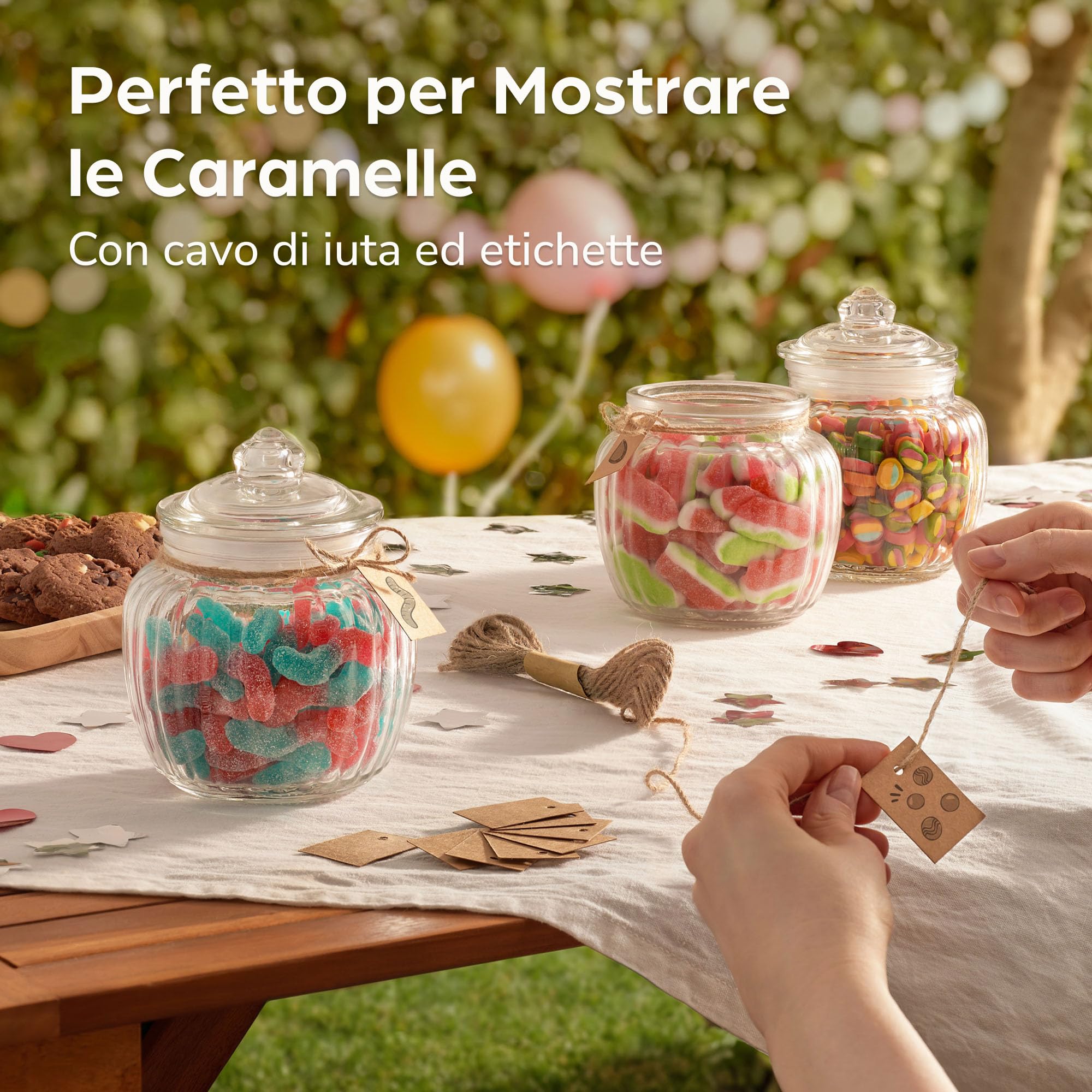 Star-Line -Set di barattoli in vetro a chiusura ermetica, capacità: 500 ml, contenitore per caramelle, ingredienti, spezie, 6 pezzi