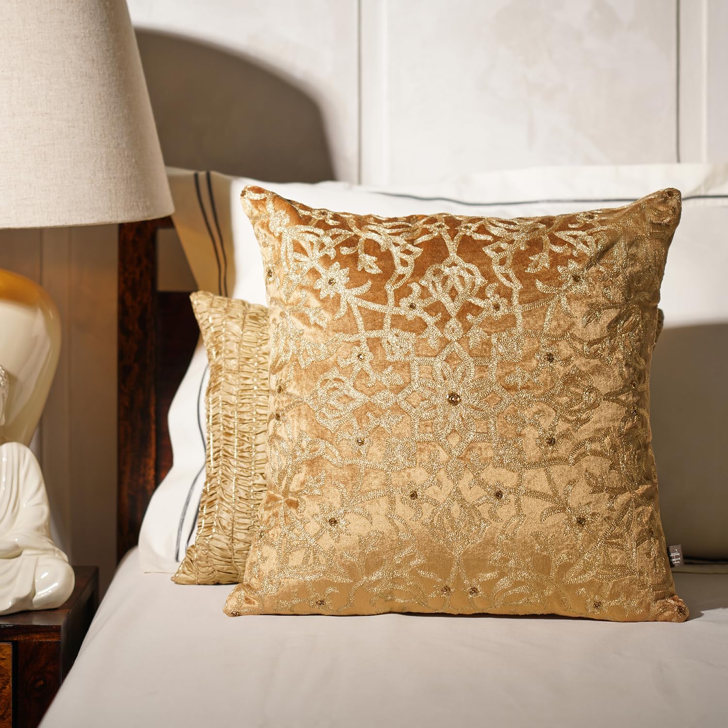 PURE HOME + LIVING Gold Embroidered Motif Cushion Cover-image-13