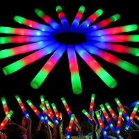 JOYIN 24 Pack LED Light Up Foam Glow Sticks - 3 Modes Flashing Party Favors for Halloween, Birthdays, Raves, Weddings, Camping