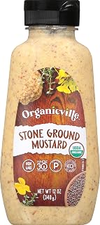 Organicville Stone Ground Mustard: USDA Organic, 0g Added Sugar, Vegan Gluten-Free Keto Paleo Whole30 - 12oz