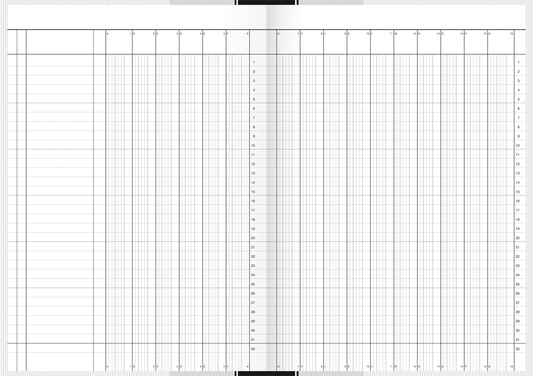 König & Ebhardt Geschäftsbuch - A4 mit festem Kopf, 16 Spalten, 32 Zeilen, 70g/m², 96 Blätter, Klebebindung