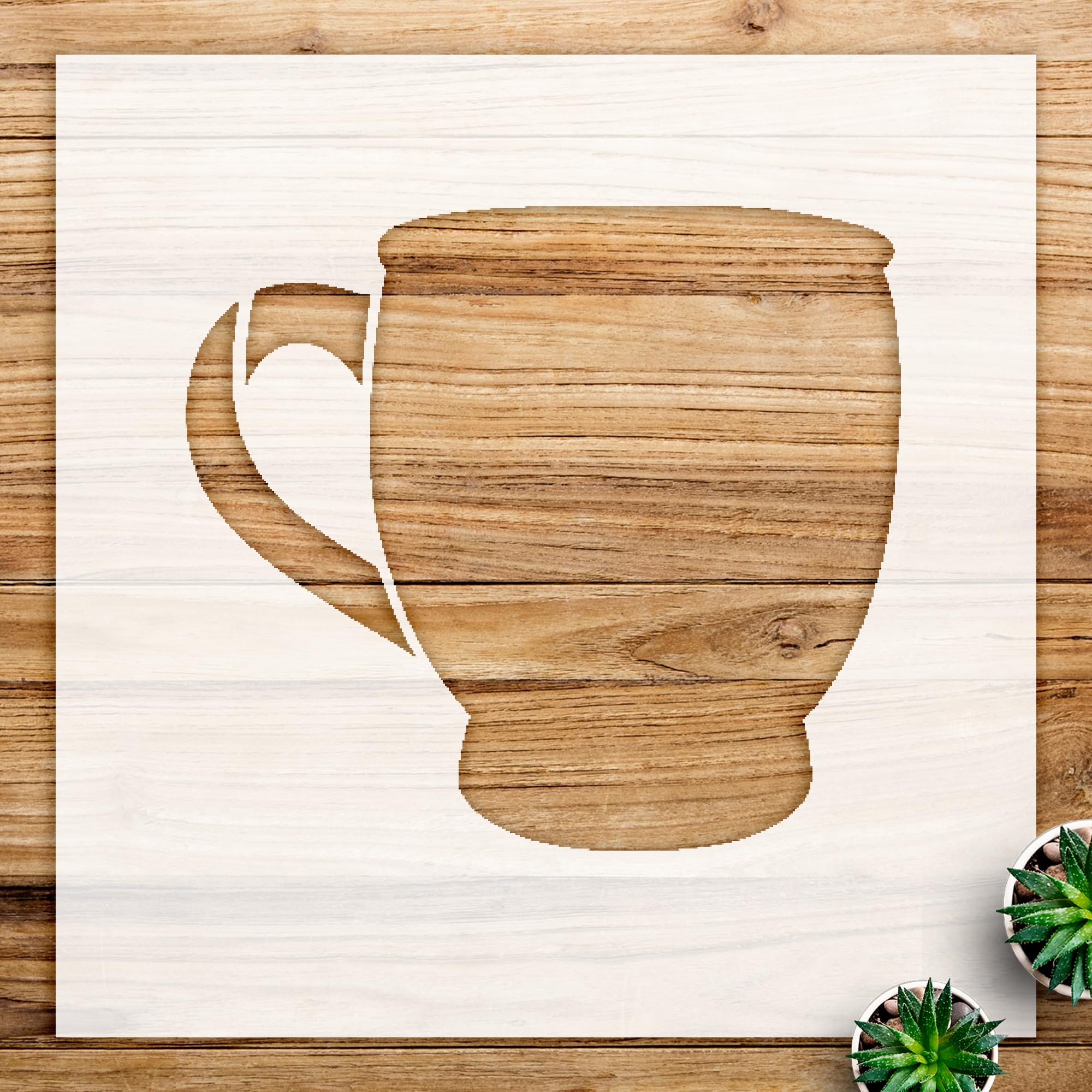 Coffee Mug Art Stencil Pattern for Walls and Crafts, Reusable Mylar Template, Ideal for Home Decor and Creative Projects - Size A4 (8.5