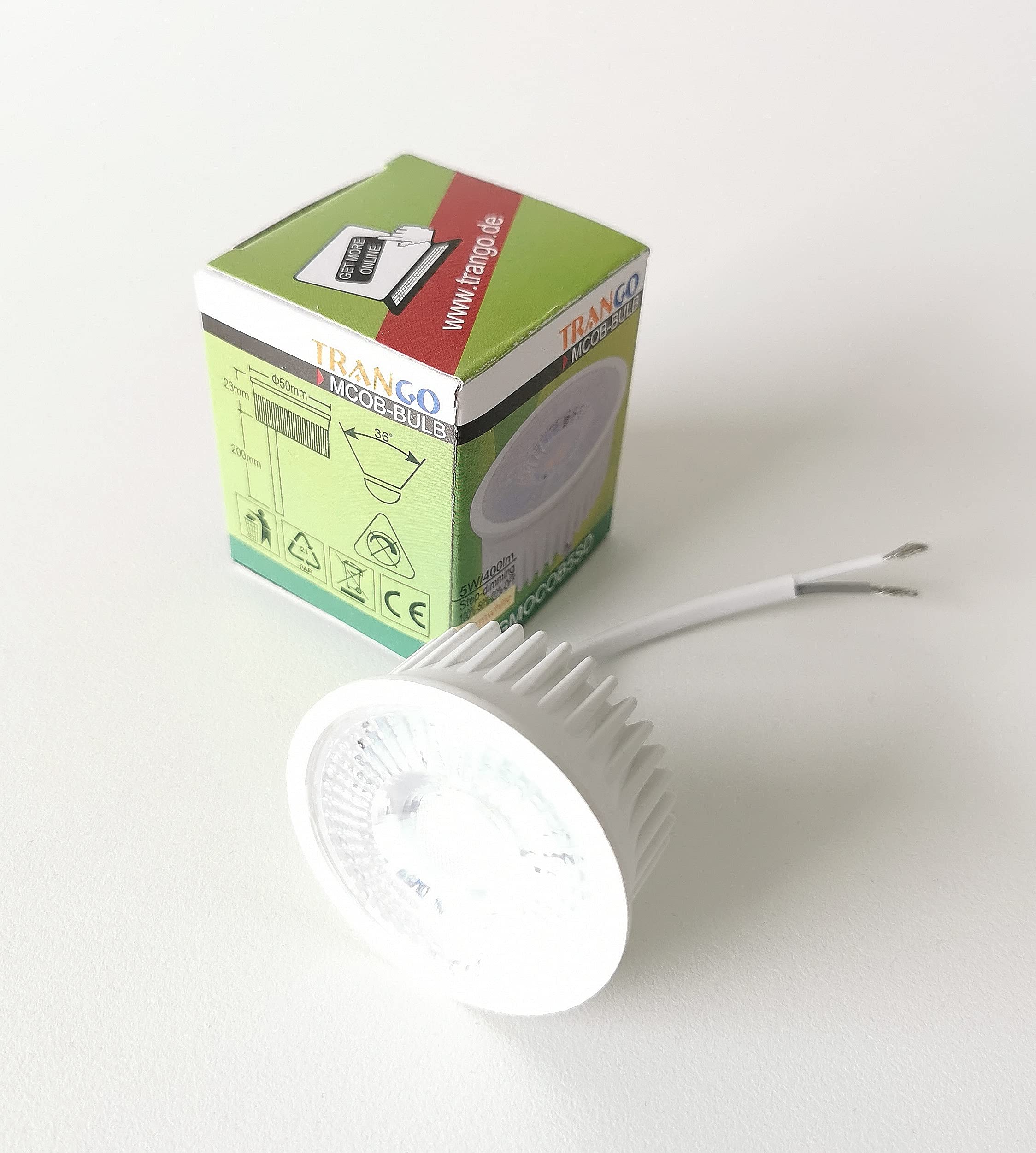 Trango 10er Pack MOCOBSD-10 dimmbar LED Modul Ultra Flach H: 23mm - 3000K warmweiß zum Austauschen GU10 & MR16 Halogen Leuchtmittel für Einbauleuchten, Deckenstrahler, Einbaustrahler, Deckenleuchte