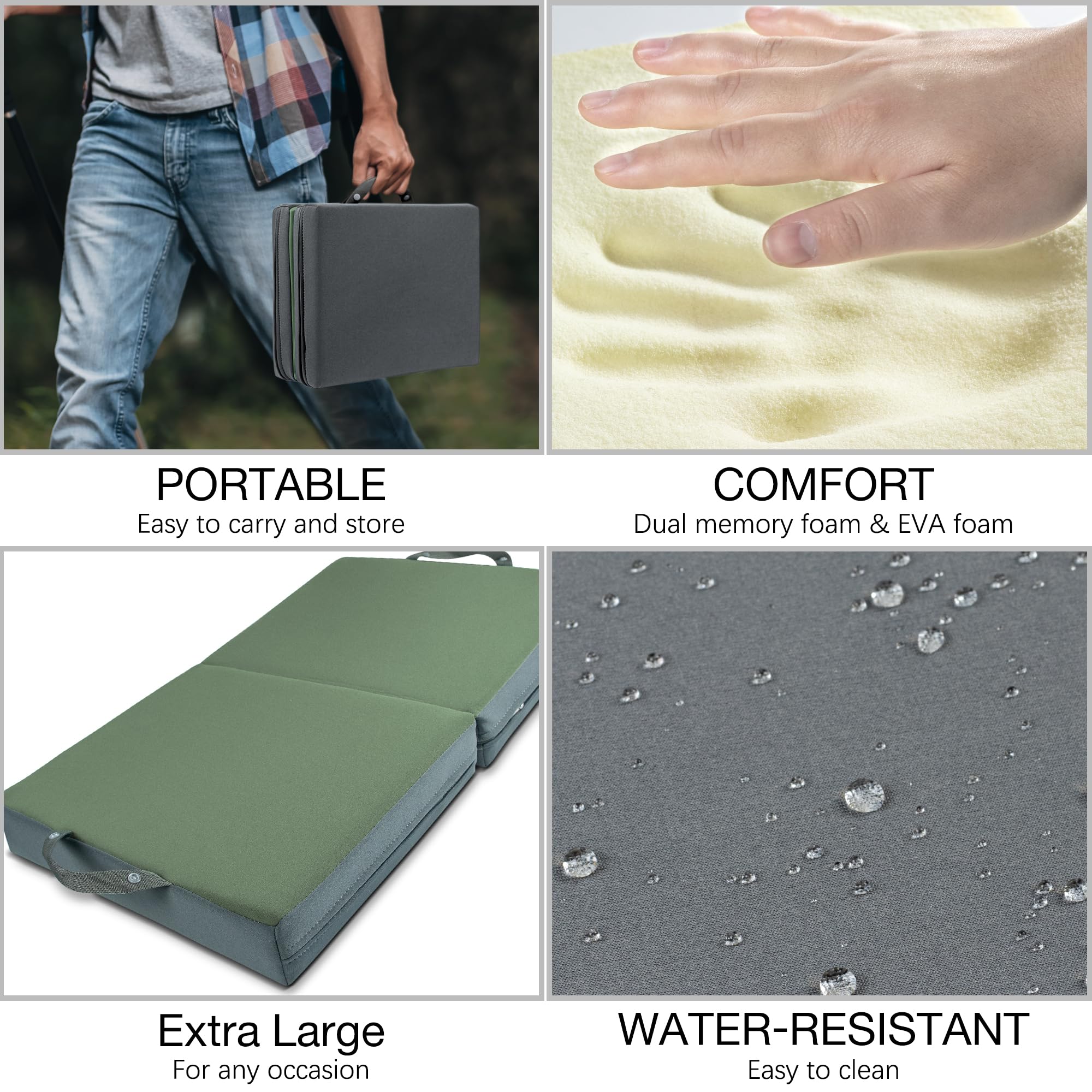 KI Store Garden Kneeling Pad Memory Form Knee Cushions for Gardening Extra Thick Knee Pad Water Resistant Prayer Pillow for Work Yoga Physical Therapy Olive Green