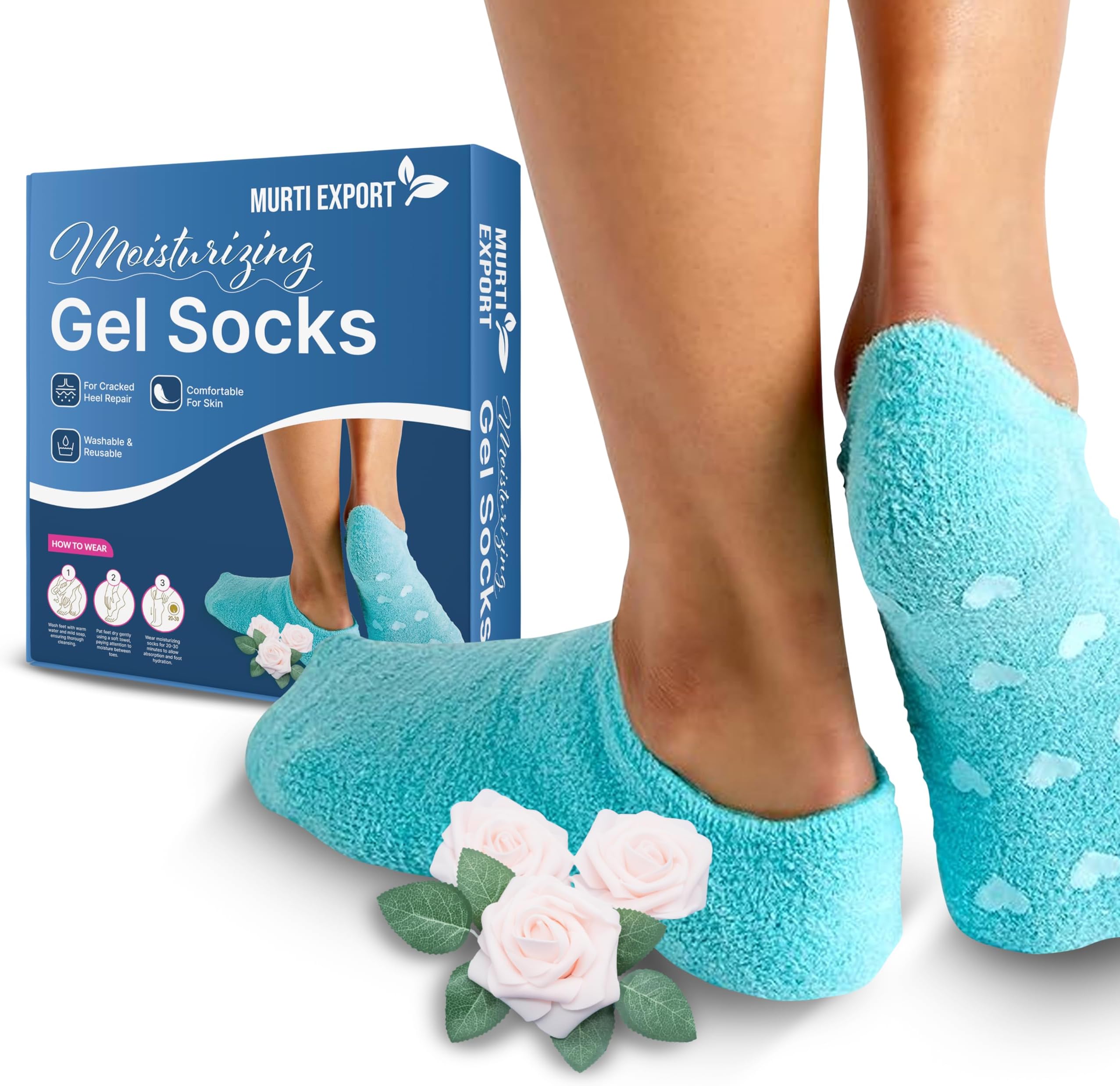 Moisturizing Silicone Gel Socks (1 Pair) for Men & Women gel socks for dry cracked feet crack heel repair socks foot moisturizer socks Spa Gel Socks Natural Oil & Vitamin E (Multicolor)