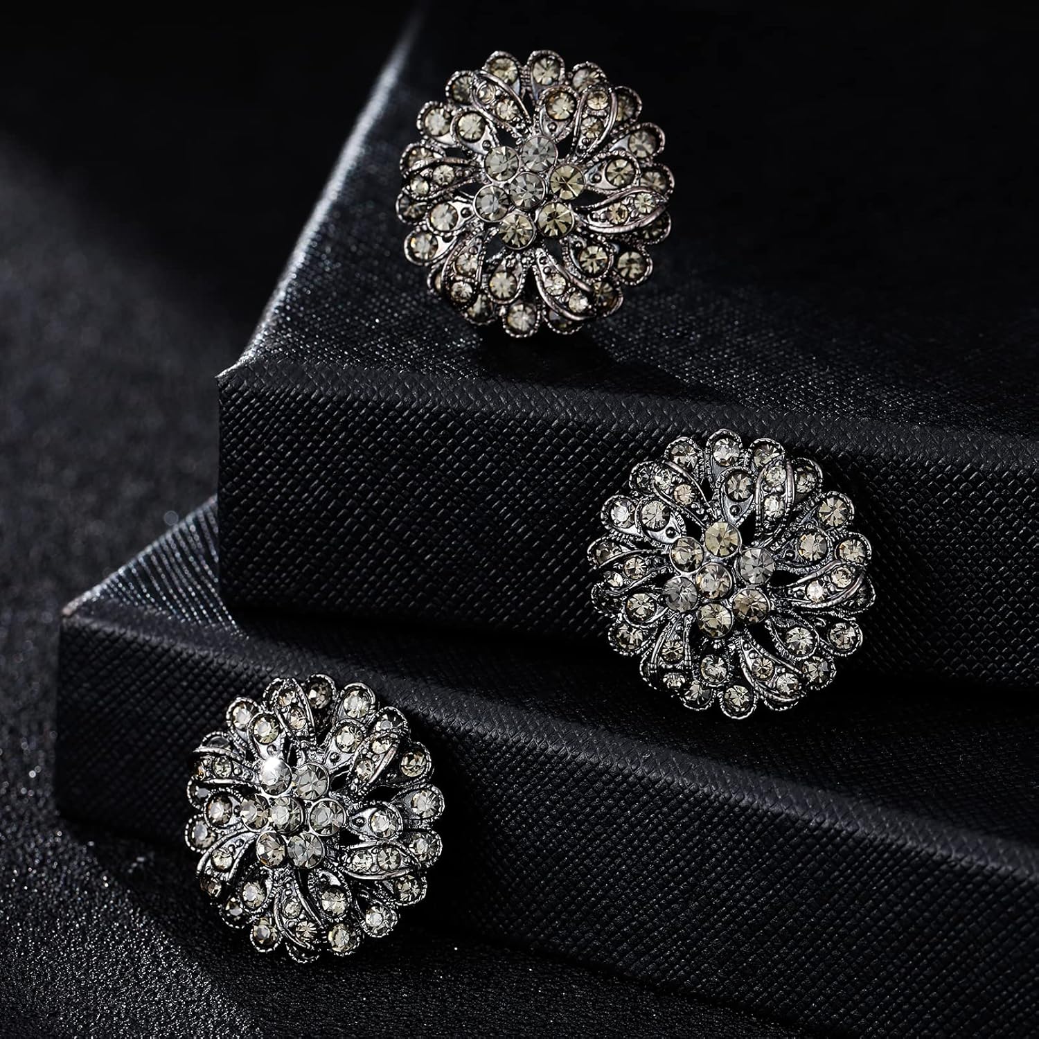 4 Pcs Sliver Rhinestone Buttons Crystal Embellishments for Clothing Jewelry Making DIY Decoration Bottons for Sewing Crafts Wedding Bridal (Button-2) - Image 8