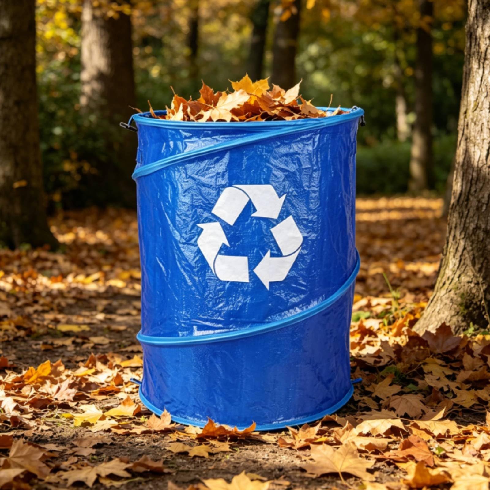 Bidone Sprung Up da Campeggio Apertura Istantanea Cestino da Campeggio Impermeabile Portatile Contenitore Rifiuti Pieghevole per Giardino, Esterno, Blu, Blu, 48X61cm 110 Litri 29 Galloni
