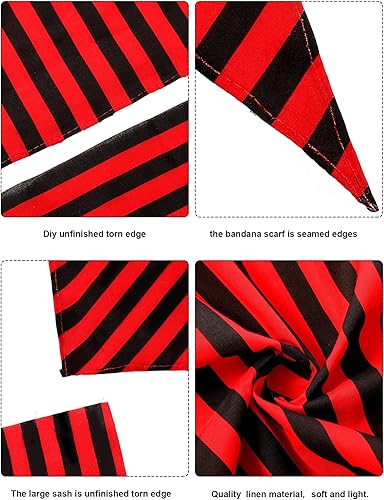 Miniatura 4 de Juego de 5 accesorios para disfraz de capitán pirata, parche de ojo de pirata, banda grande, diadema, collar y aretes para mujeres y hombres