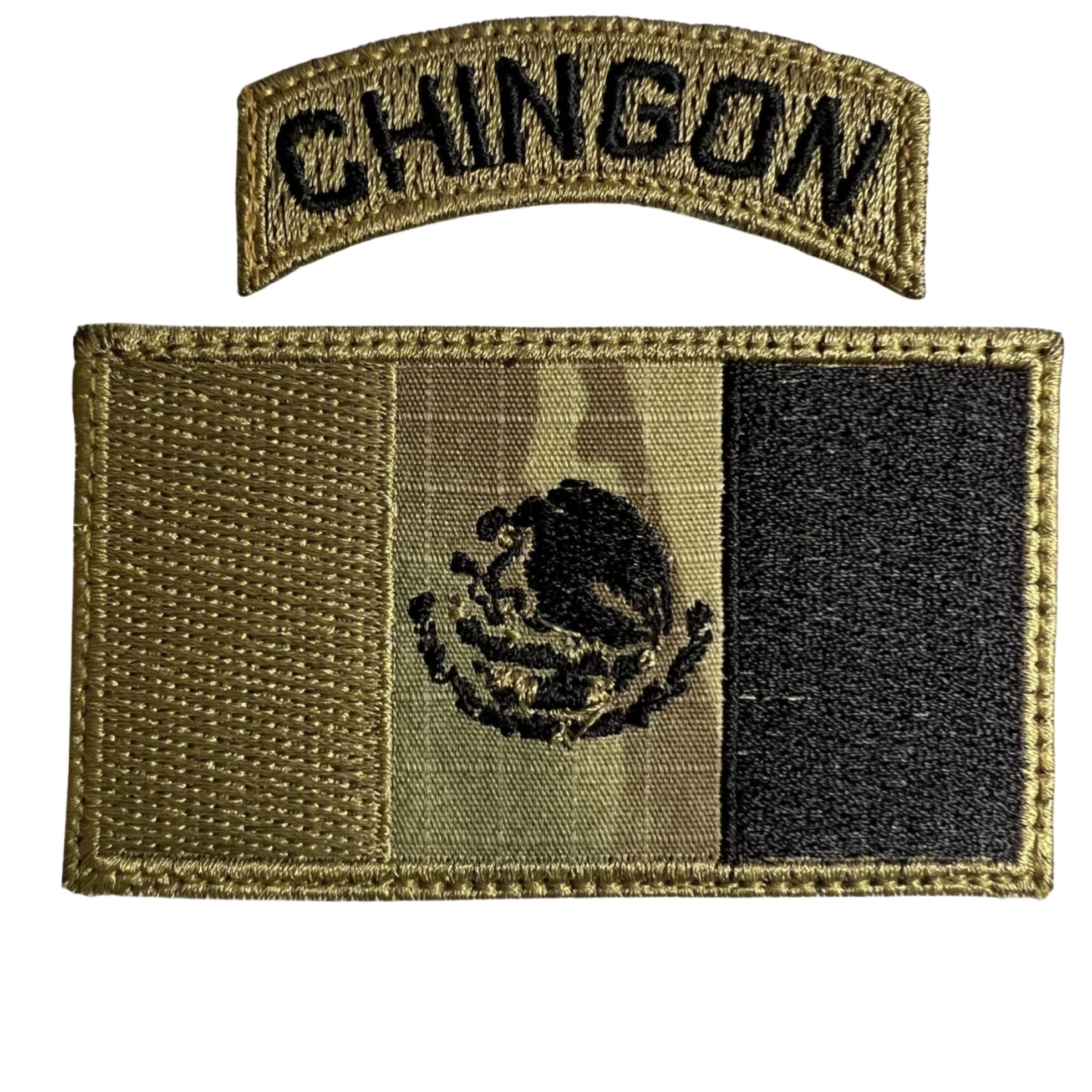 Almost SGTMexico Flag Patch and Chingon Tap Patch Multicam OCP - Funny Tactical Military Morale Embroidered Patch Hook Fastener Backing