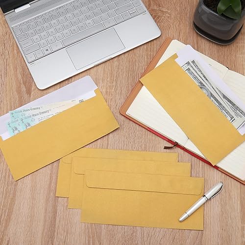 Miniatura 4 de Paquete de 100 sobres metálicos dorados #10, sobres de negocios de 4-1/8 x 9-1/2, sobres de correo autoadhesivos para oficina, membrete de negocios