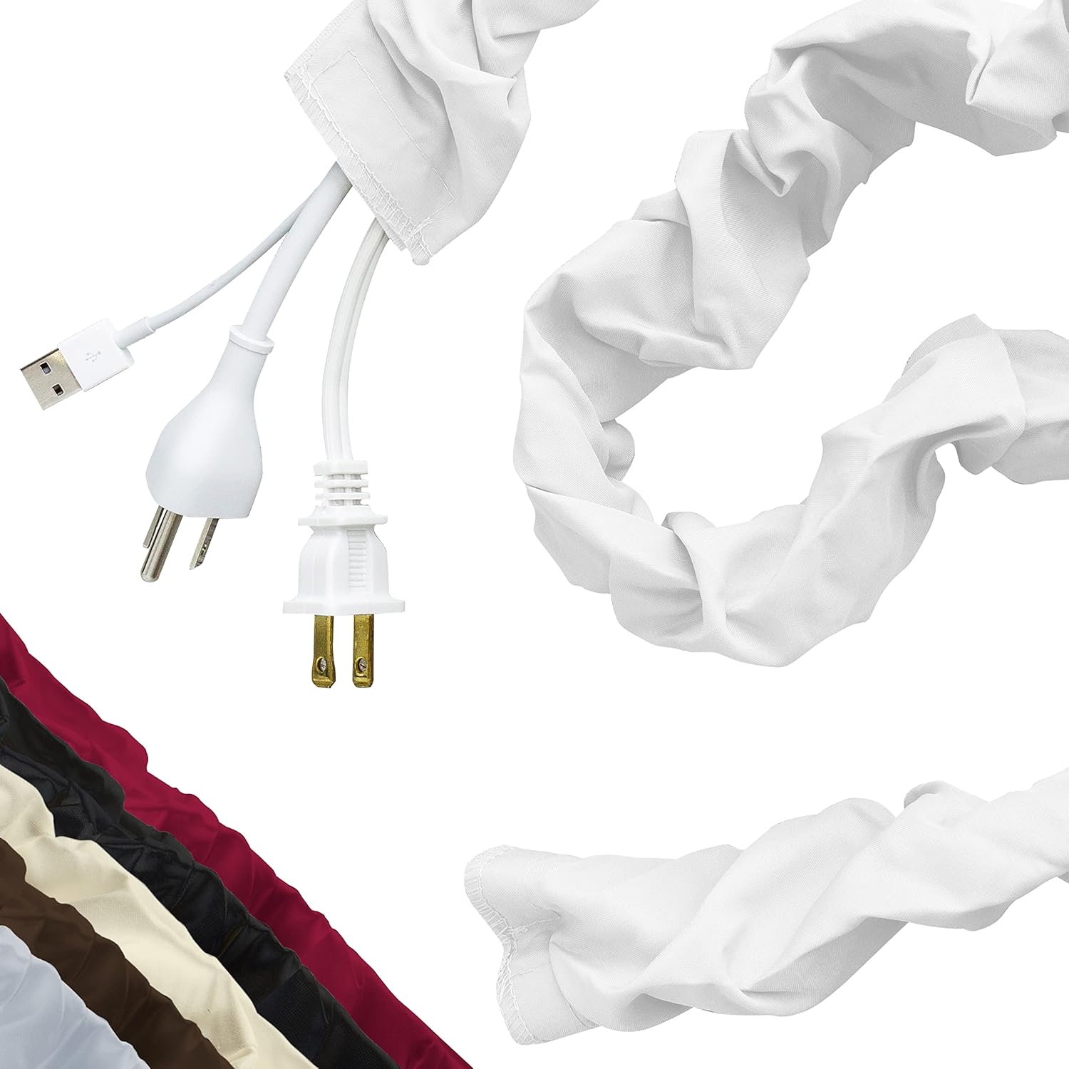 Cordinate Fabric Cord Cover, 6 ft, Hides Cables, Great for Lamps, Light Fixtures, and Desks, Cable Management, Easy Installation, Eggshell White, 40723 : Everything Else