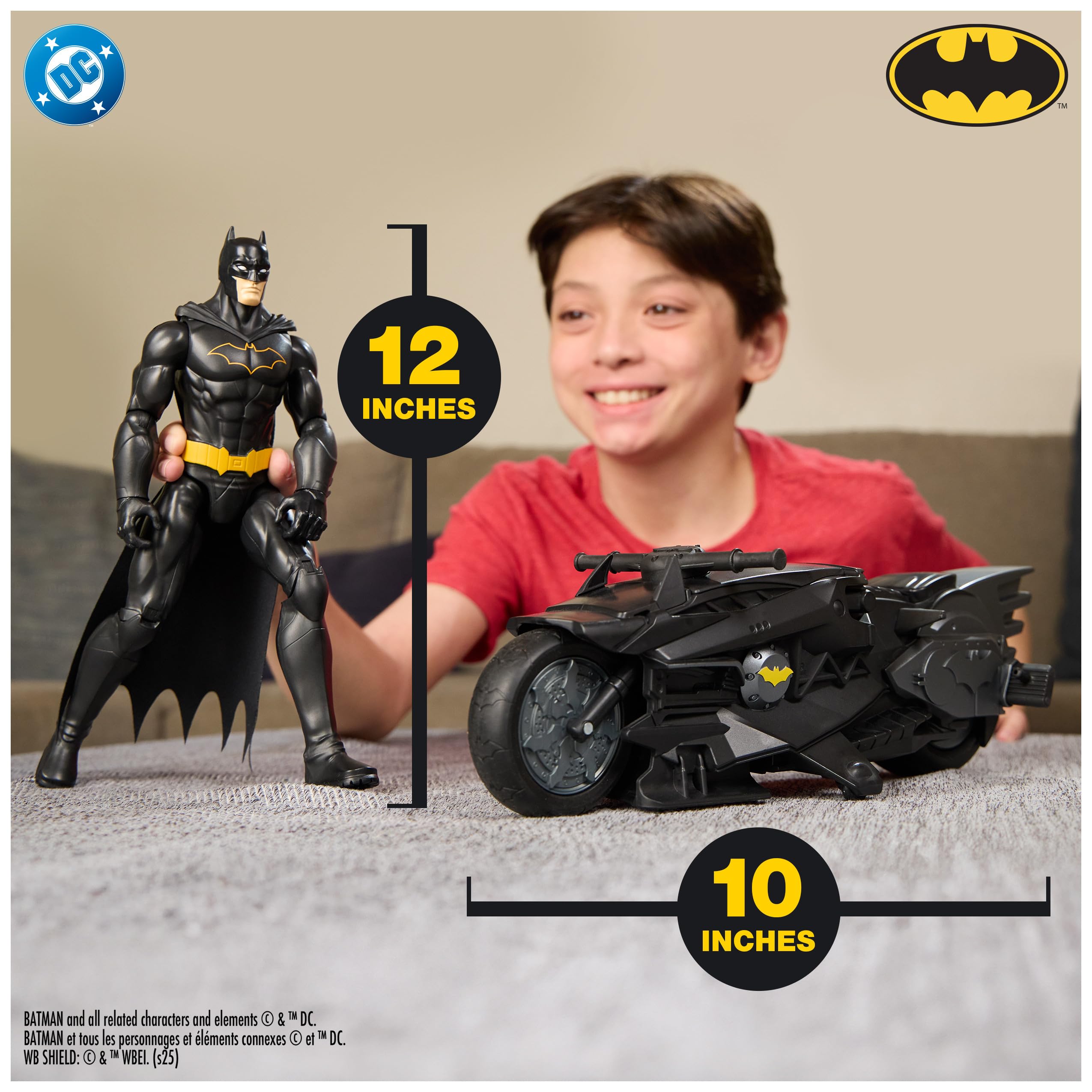 DC Comics, Batman Stealth Remote Control Batcycle with 12" Batman Action Figure, Super Hero Kids Toys for Boys and Girls Ages 4 & Up
